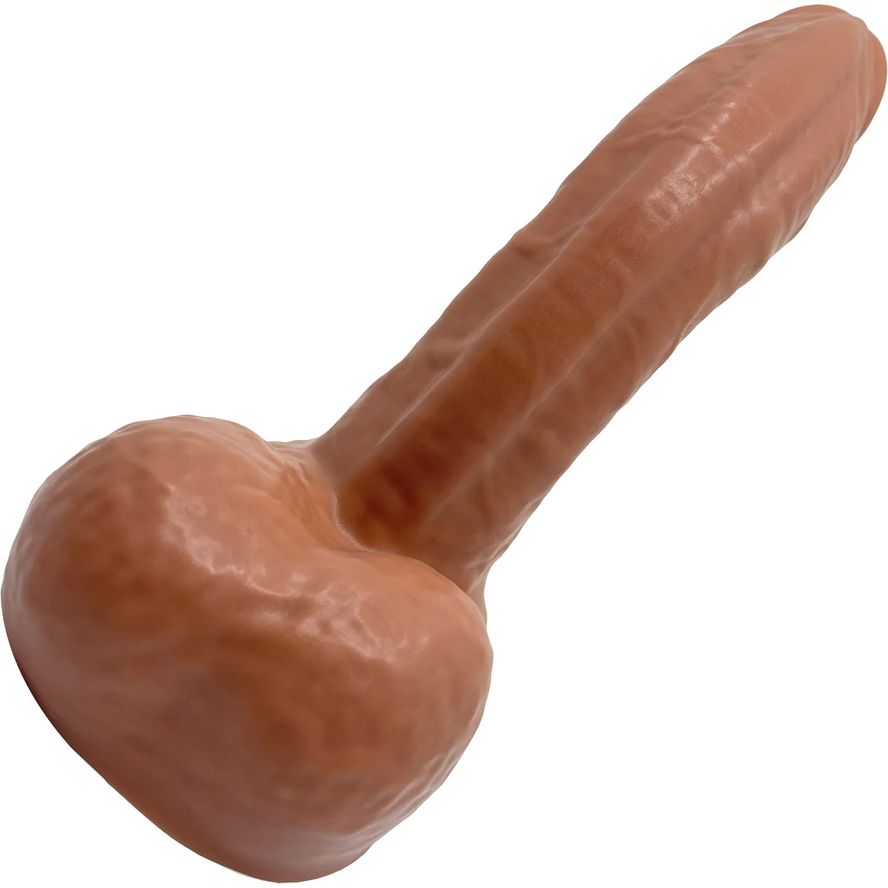 BIG Daddy Dante XL 9.5" Platinum Silicone Realistic Dildo With Balls By Dee's Big Daddies - Caramel - Image 3