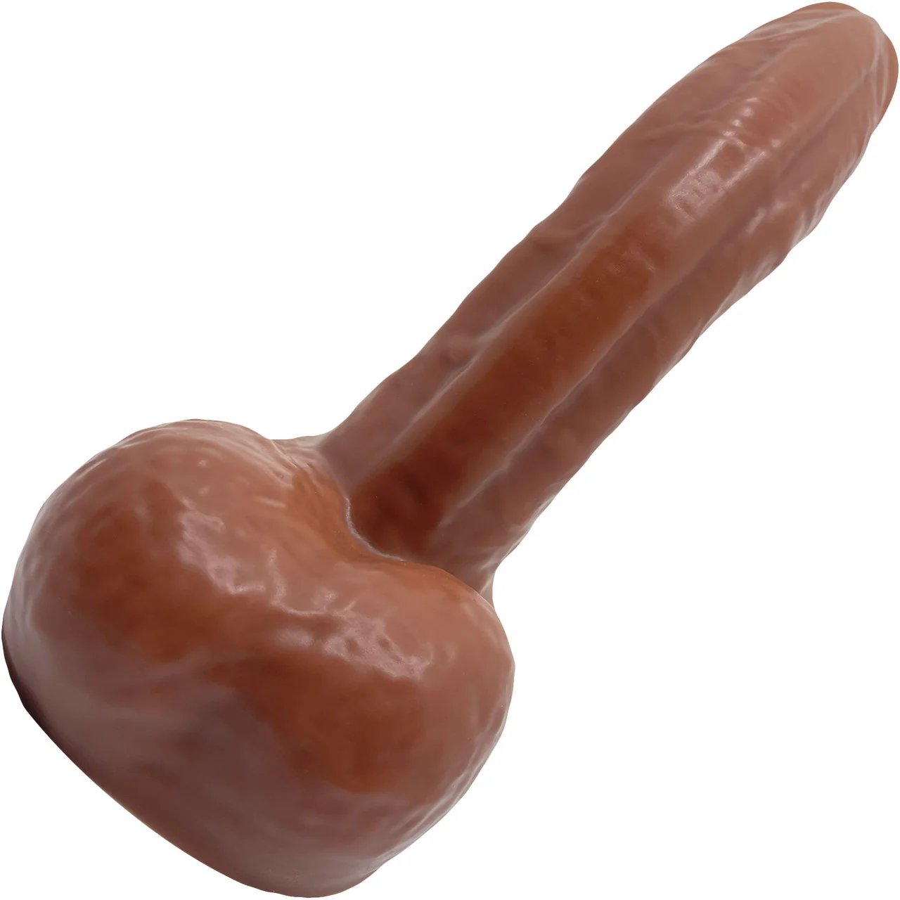 BIG Daddy Dante XL 9.5" Platinum Silicone Realistic Dildo With Balls By Dee's Big Daddies - Chocolate - Image 3