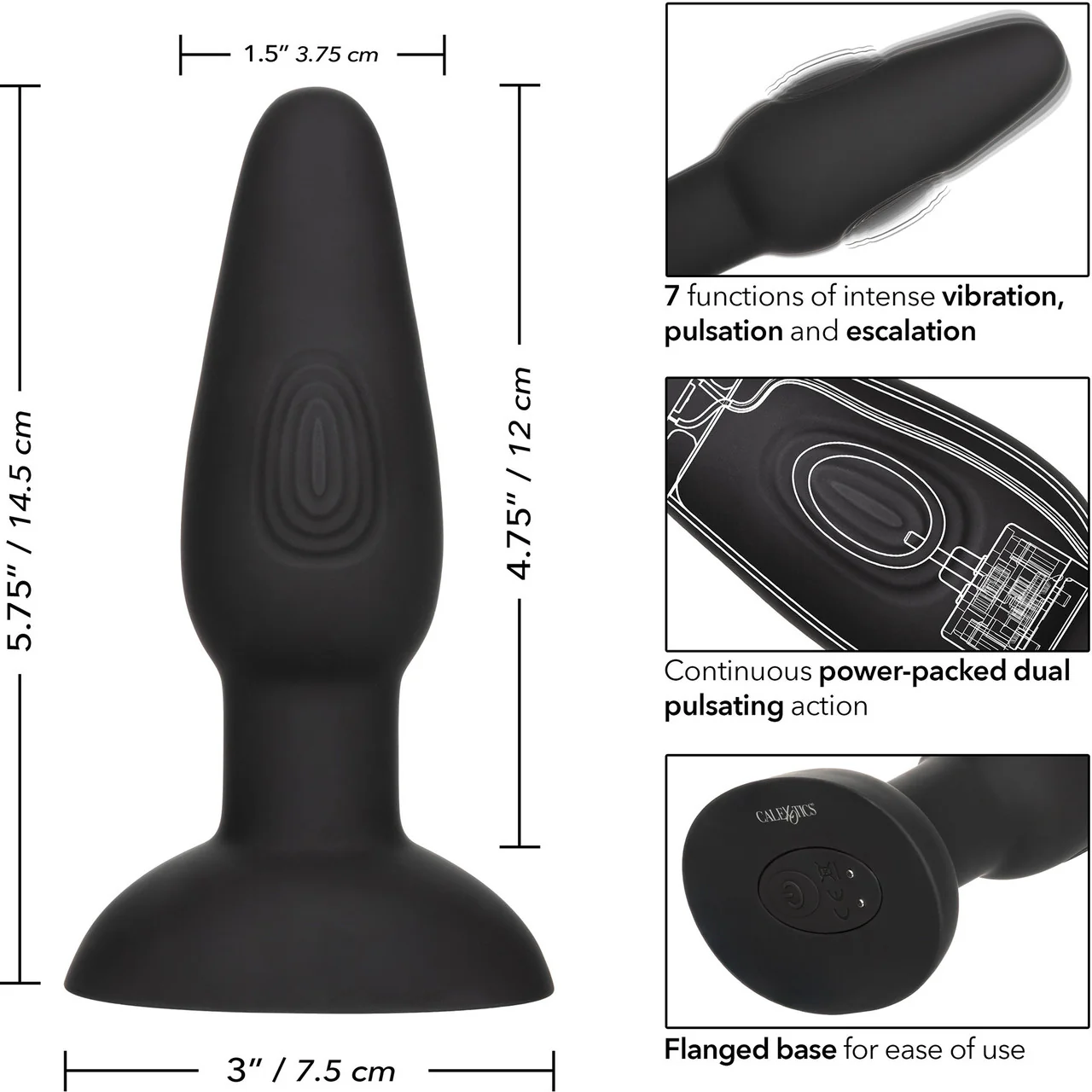 Bionic Dual Pulsating Probe Rechargeable Silicone Anal Stimulator By CalExotics - Black - Image 10