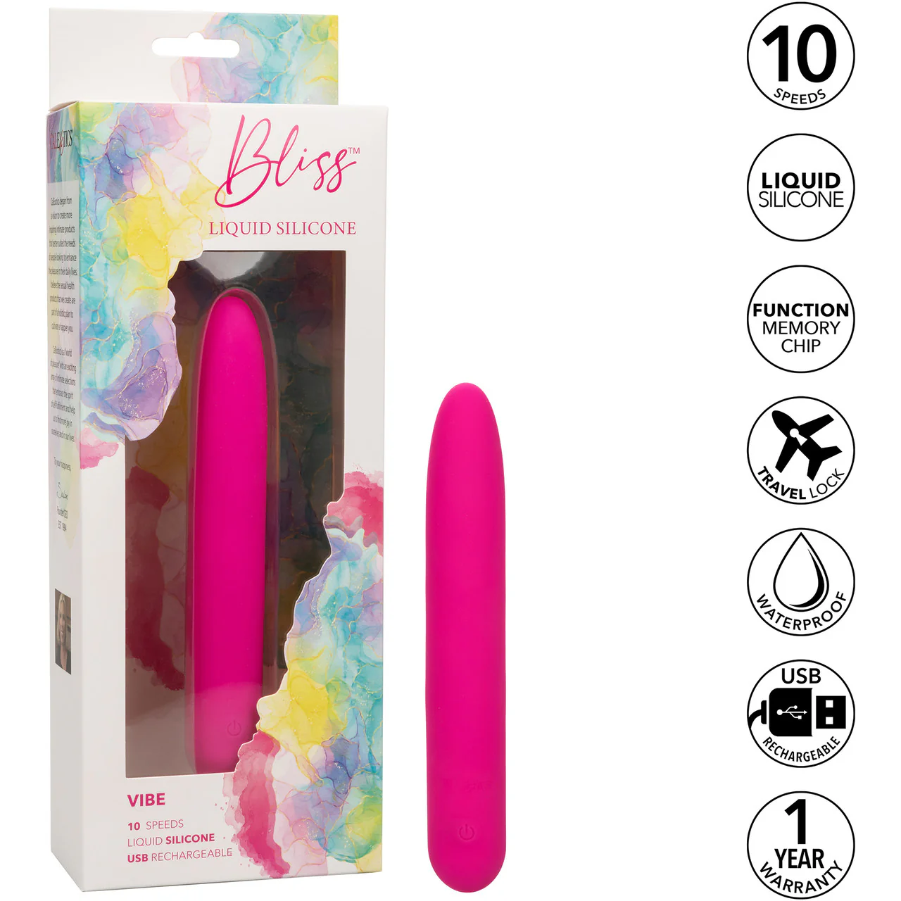 Bliss Liquid Silicone Rechargeable Waterproof Vibrator - Pink - Image 9