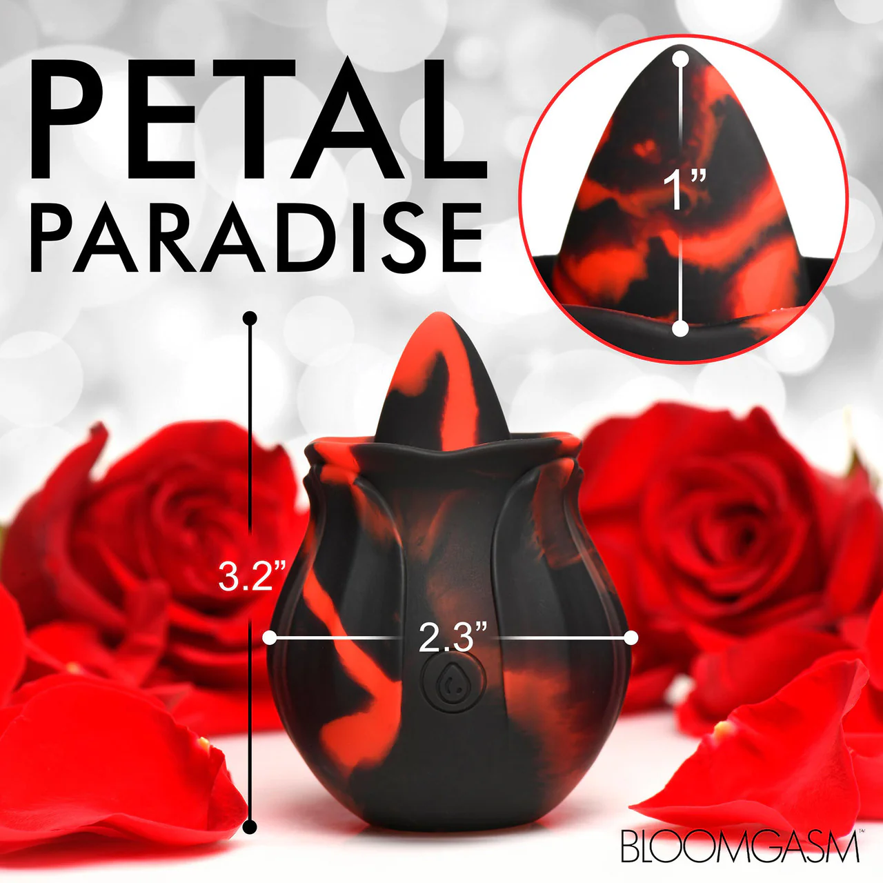 Bloomgasm Black Kiss Rimming Rose Rechargeable Flickering Tongue Vibrator - Black & Red - Image 13