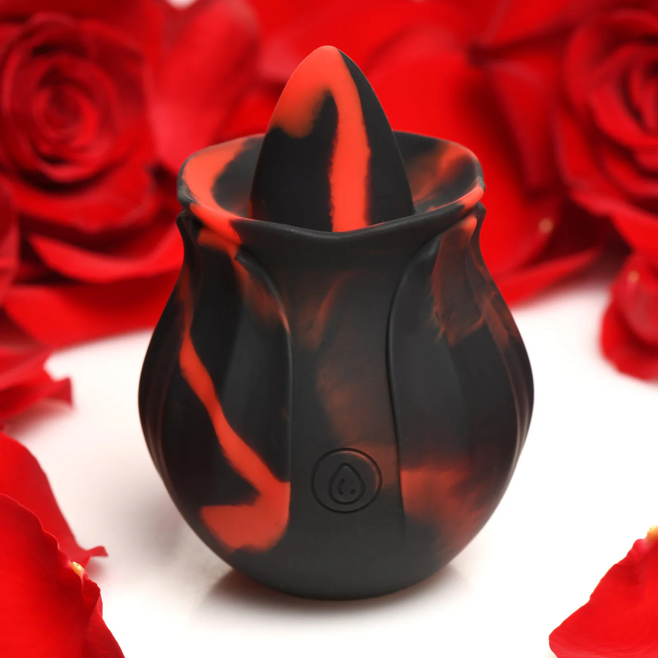 Bloomgasm Black Kiss Rimming Rose Rechargeable Flickering Tongue Vibrator - Black & Red - Image 14