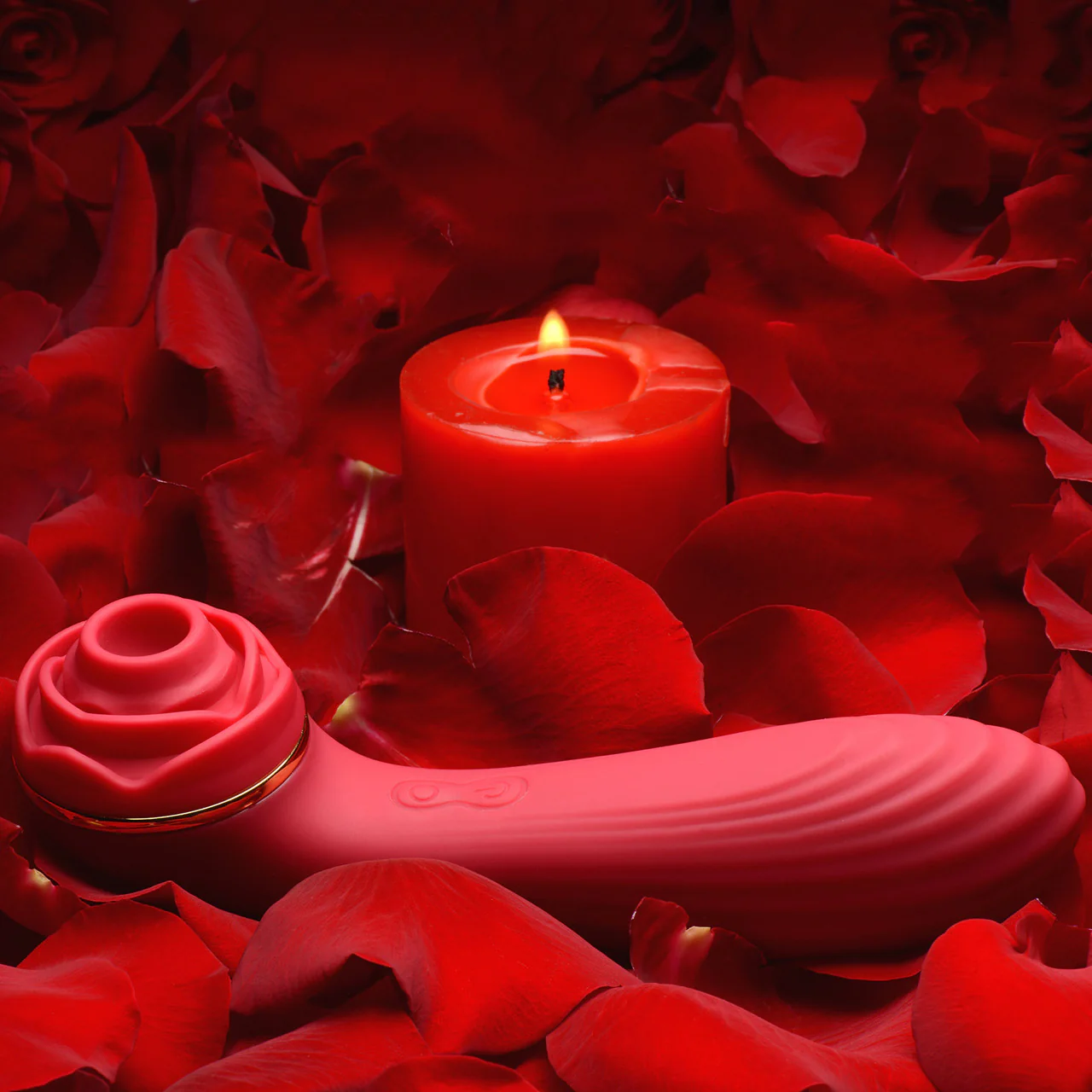 Bloomgasm Passion Petals 10X Air-Stim Silicone Rose Clitoral Stimulator With Insertable Vibrator - Red - Image 11