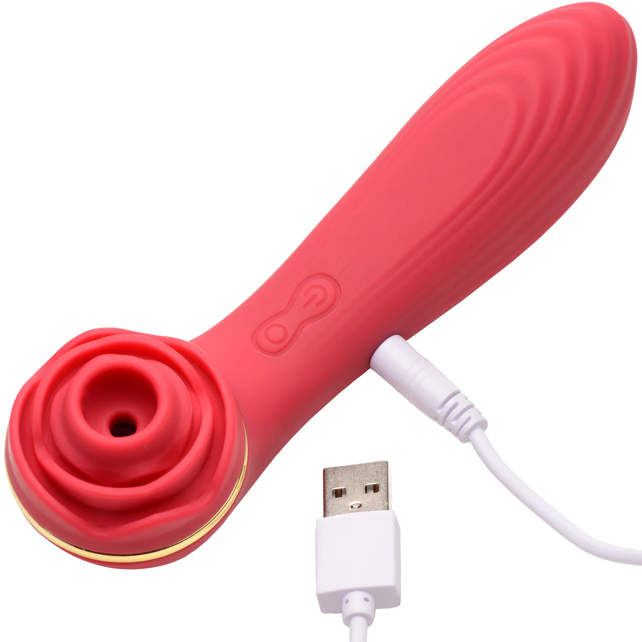 Bloomgasm Passion Petals 10X Air-Stim Silicone Rose Clitoral Stimulator With Insertable Vibrator - Red - Image 8