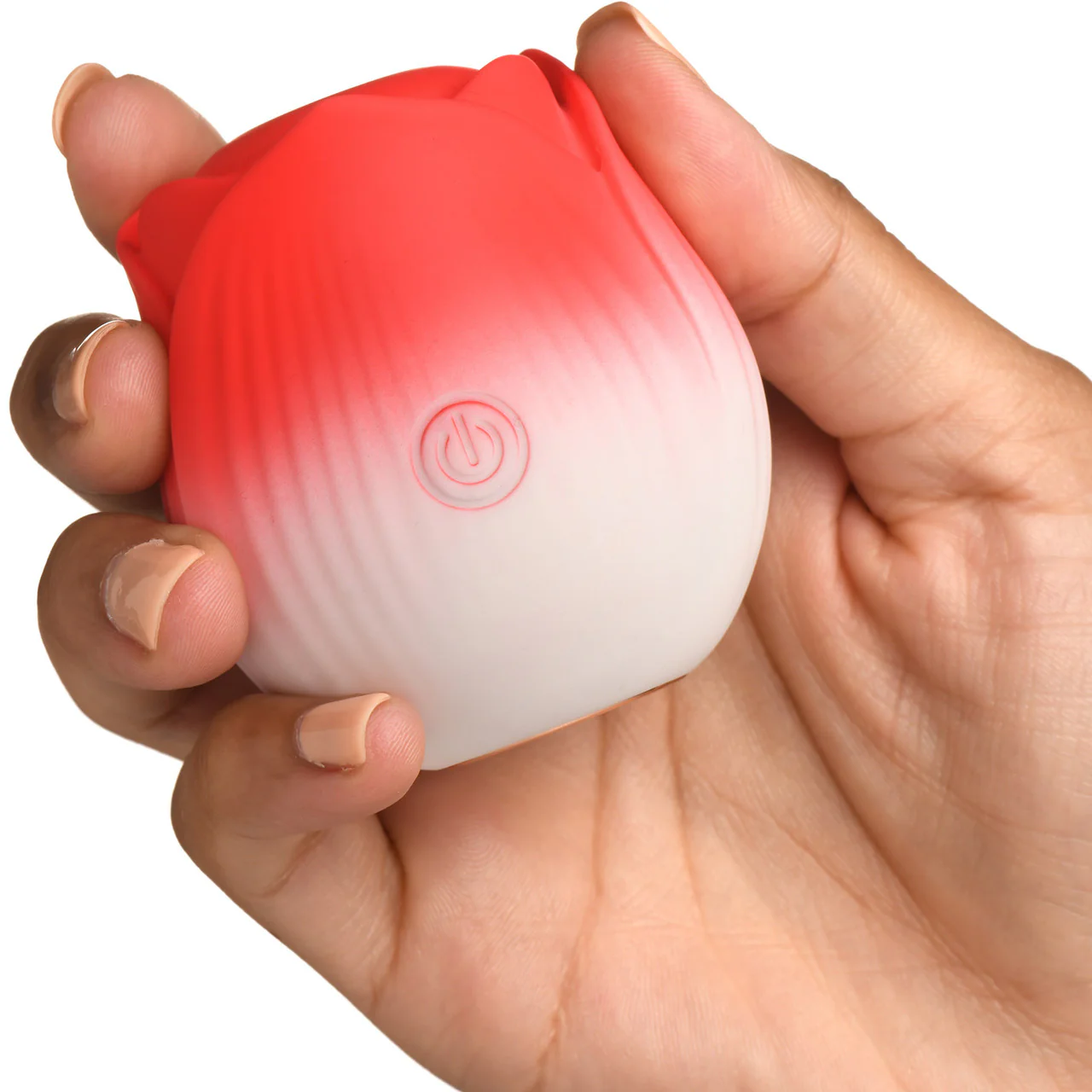 Bloomgasm Pulsing Petals Throbbing Rose Stimulator Rechargeable Clitoral Vibrator - Red & White - Image 2