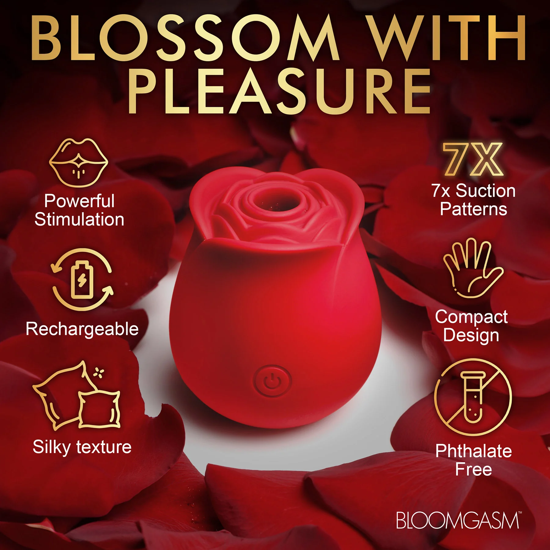 Bloomgasm The Perfect Rose Silicone Pressure Wave Clitoral Stimulator - Image 19