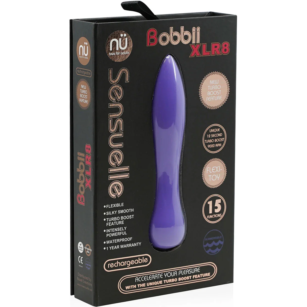 Bobbii XLR8 Flexible 15 Function Silicone Bullet Vibrator With Turbo Boost By Nu Sensuelle - Violet - Image 2