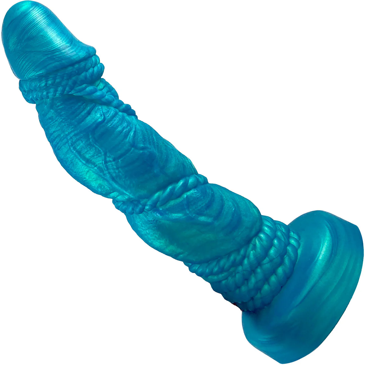 Bound 2.0 XL 10" Silicone Super Textured Dildo By Uberrime - Mermaid Blue - Image 2