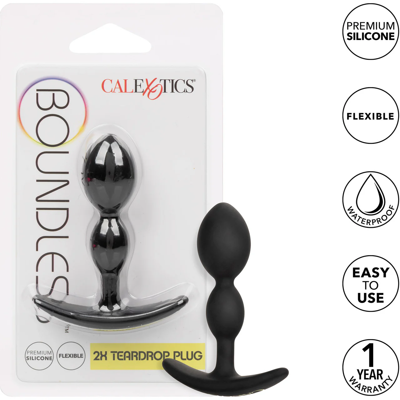 Boundless 2X Teardrop Plug Silicone Butt Plug By CalExotics - Black - Image 8