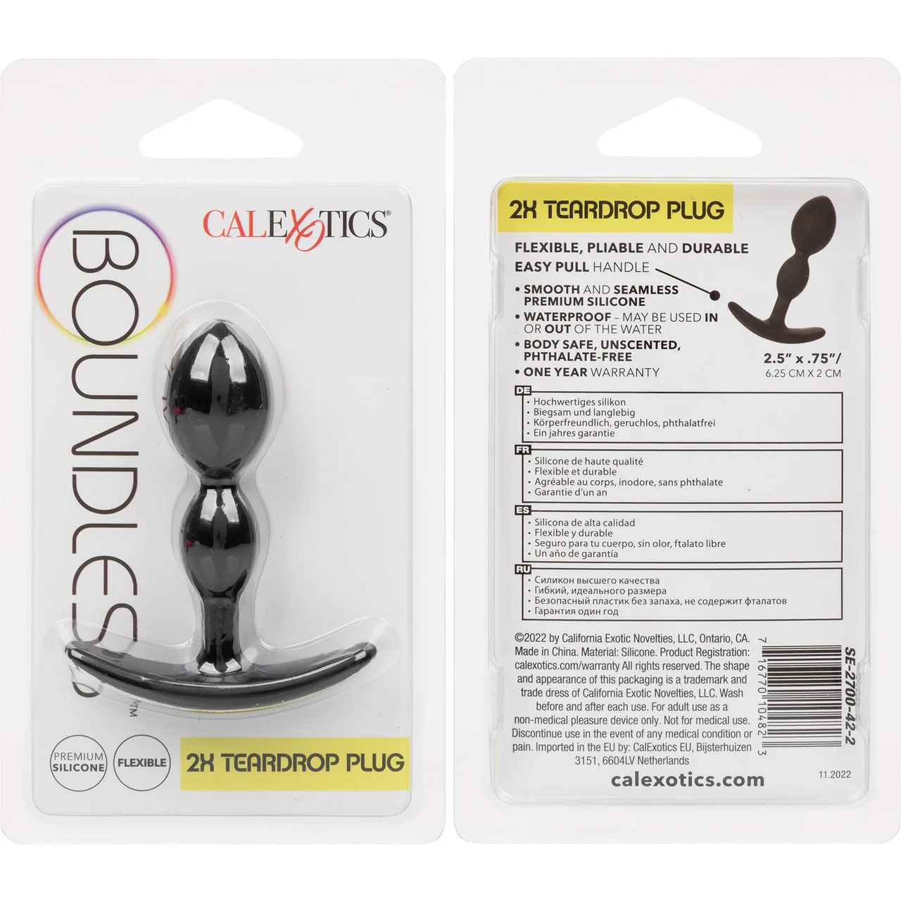 Boundless 2X Teardrop Plug Silicone Butt Plug By CalExotics - Black - Image 9