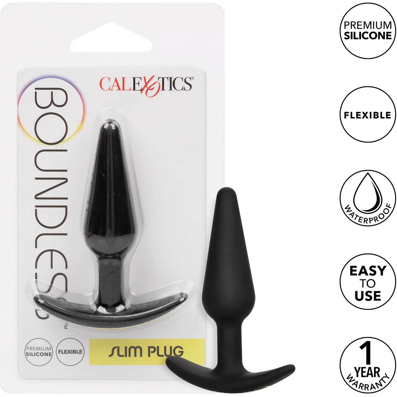 Boundless Slim Plug Silicone Butt Plug By CalExotics - Black - Image 8