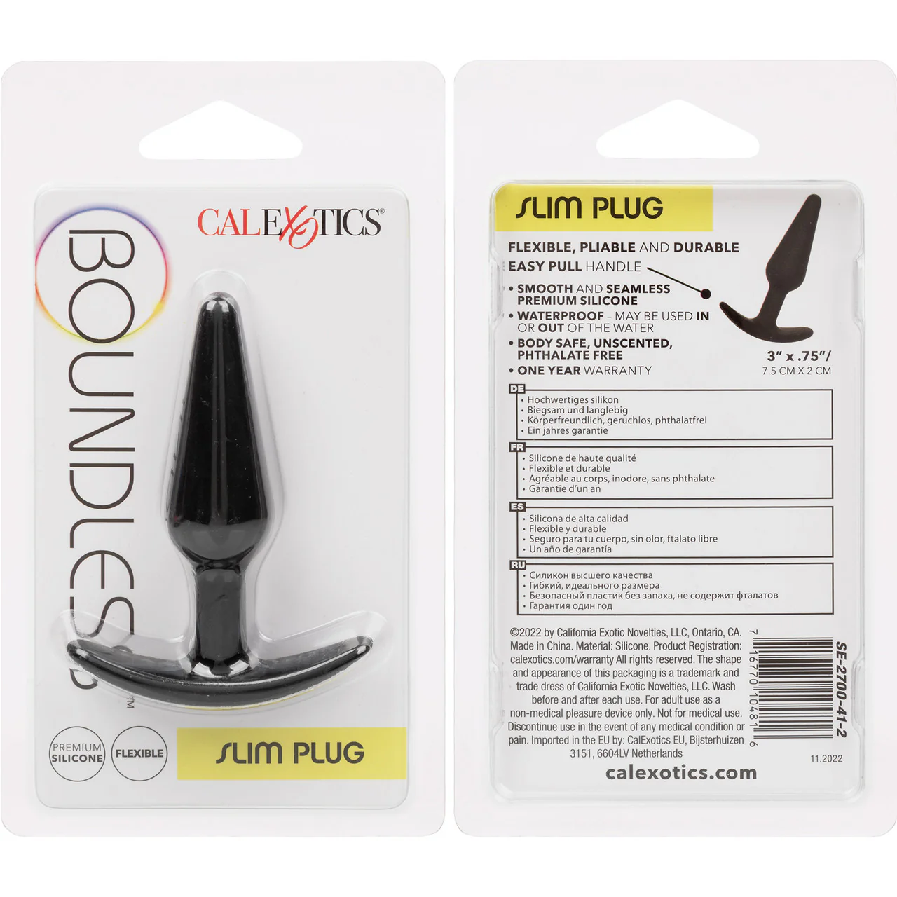 Boundless Slim Plug Silicone Butt Plug By CalExotics - Black - Image 9