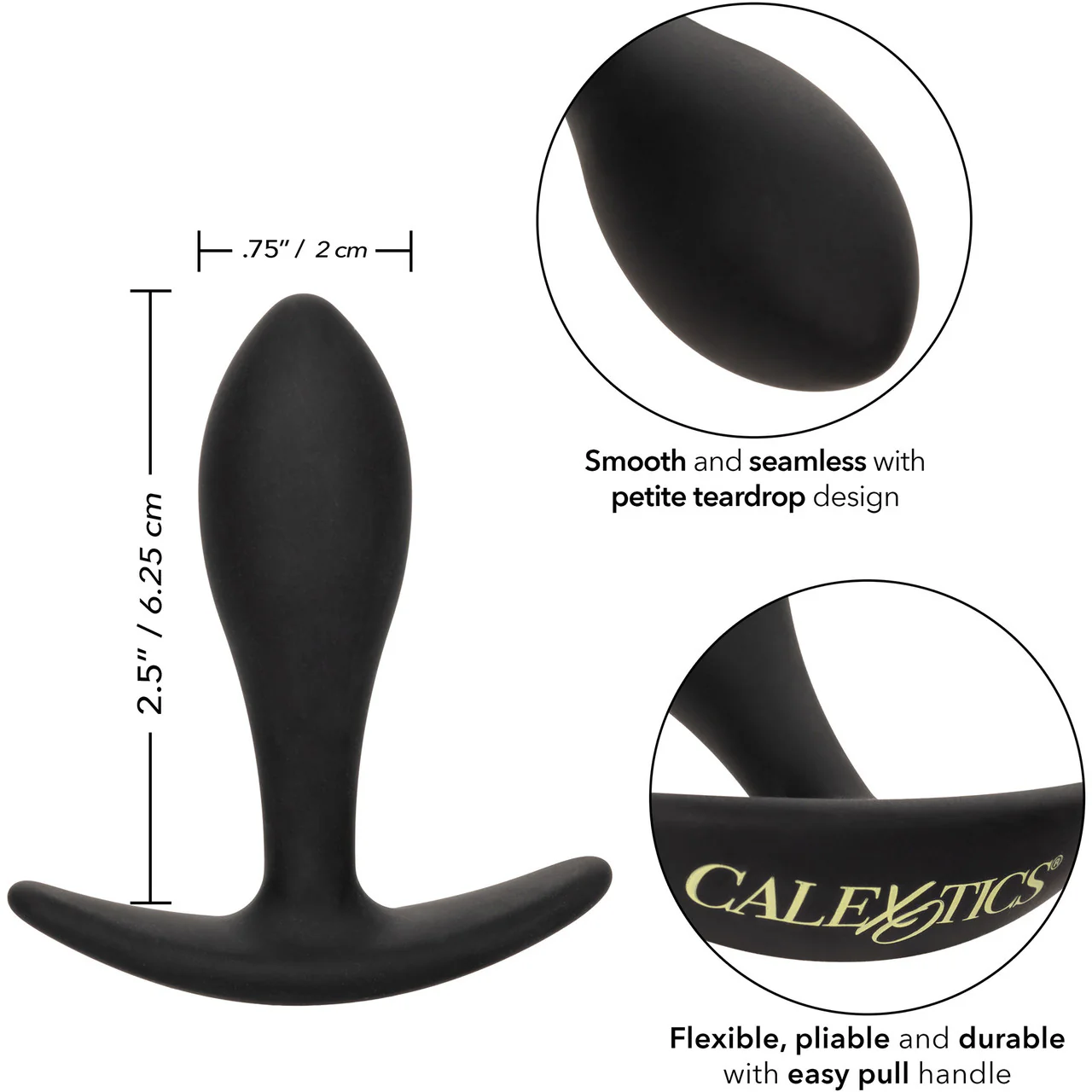 Boundless Teardrop Plug Silicone Butt Plug By CalExotics - Black - Image 7