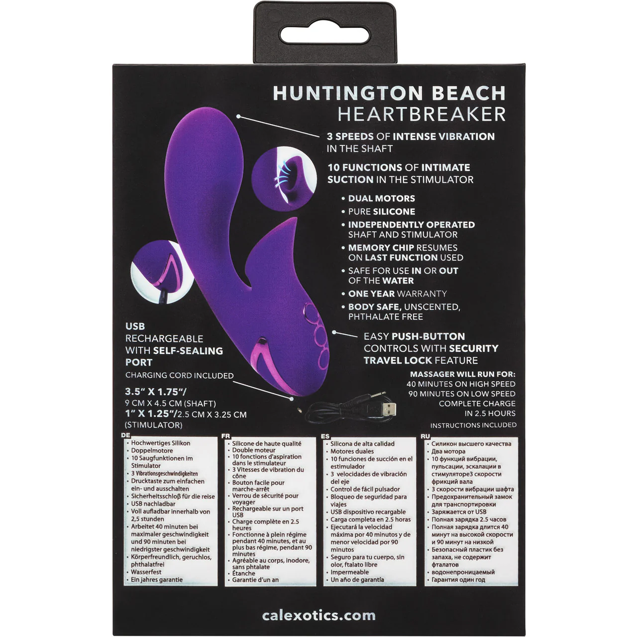 California Dreaming Huntington Beach Heartbreaker Rabbit Style Silicone Rechargeable Vibrator by CalExotics - Image 13