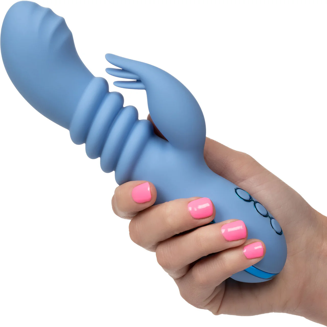California Dreaming Santa Cruz Coaster Thrusting Rabbit Style Silicone Vibrator by CalExotics - Image 4