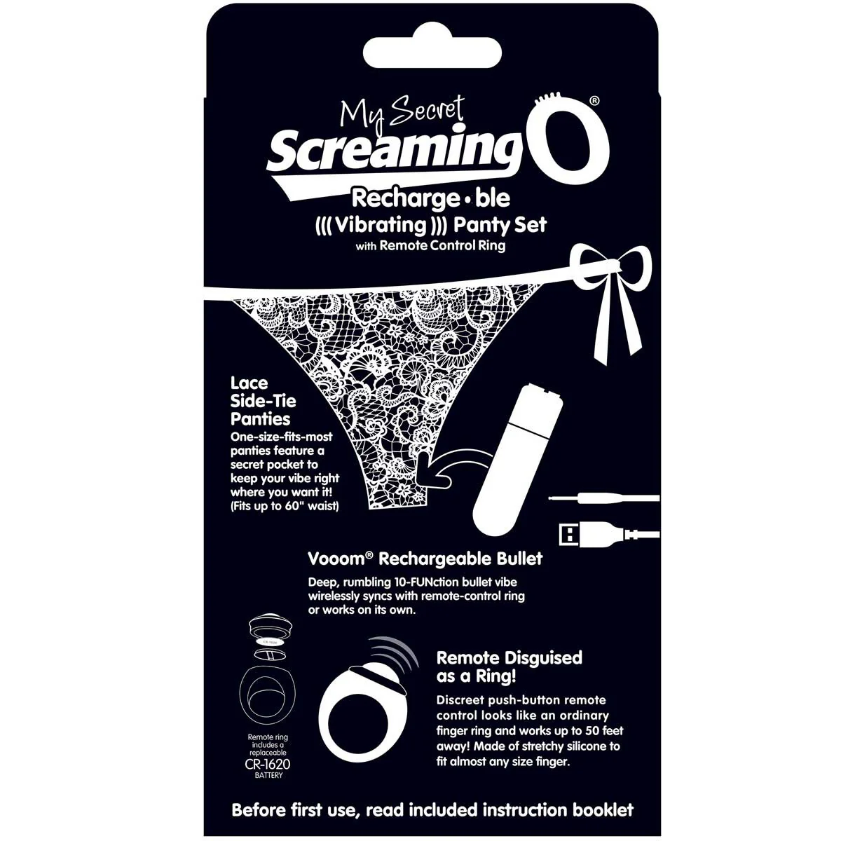 Charged My Secret Rechargeable 10 Function Remote Control Panty Vibe By Screaming O - Black - Image 4