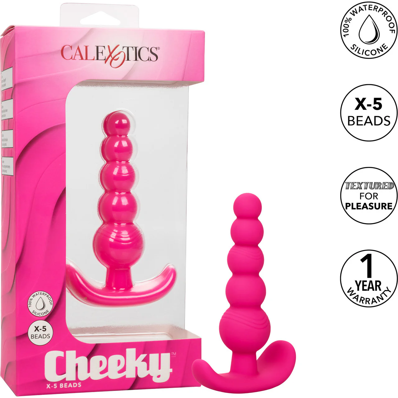 Cheeky X-5 Beads Silicone Anal Probe by CalExotics - Pink - Image 9