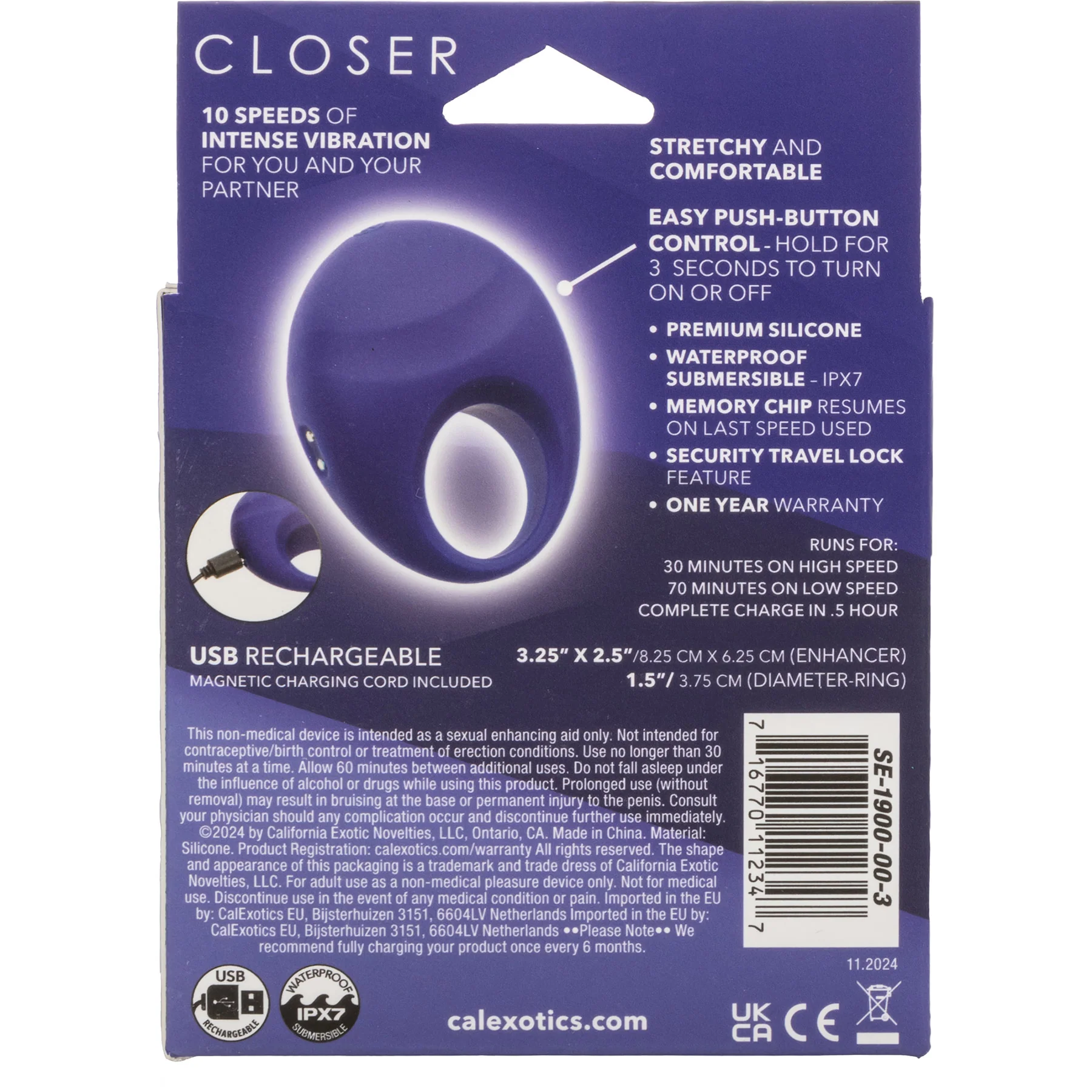 Closer™ Embrace Intimate Rechargeable Vibrating Silicone Cock Ring - Image 9