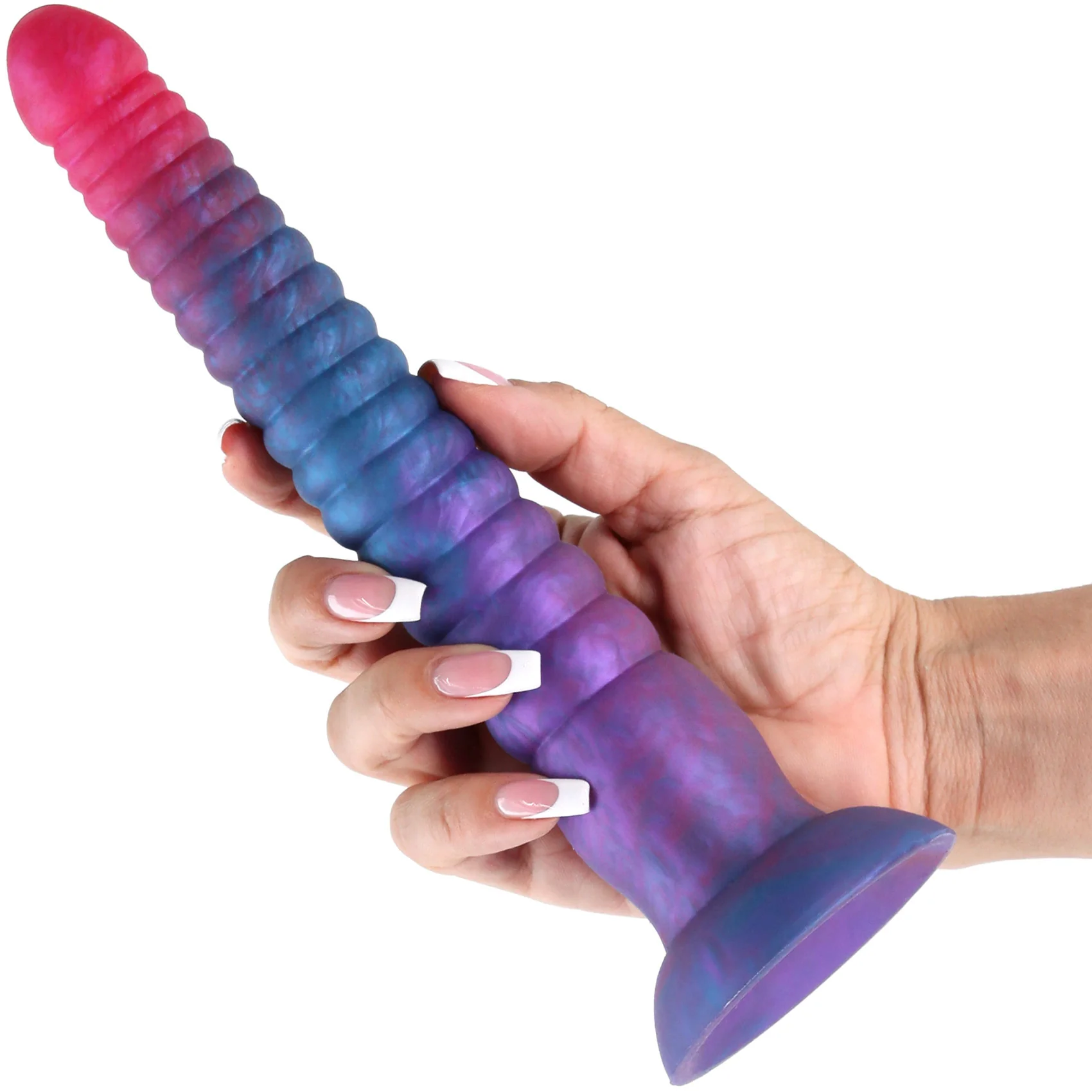 Colours Stacked Silicone Suction Cup Dildo - Pink & Blue - Image 6