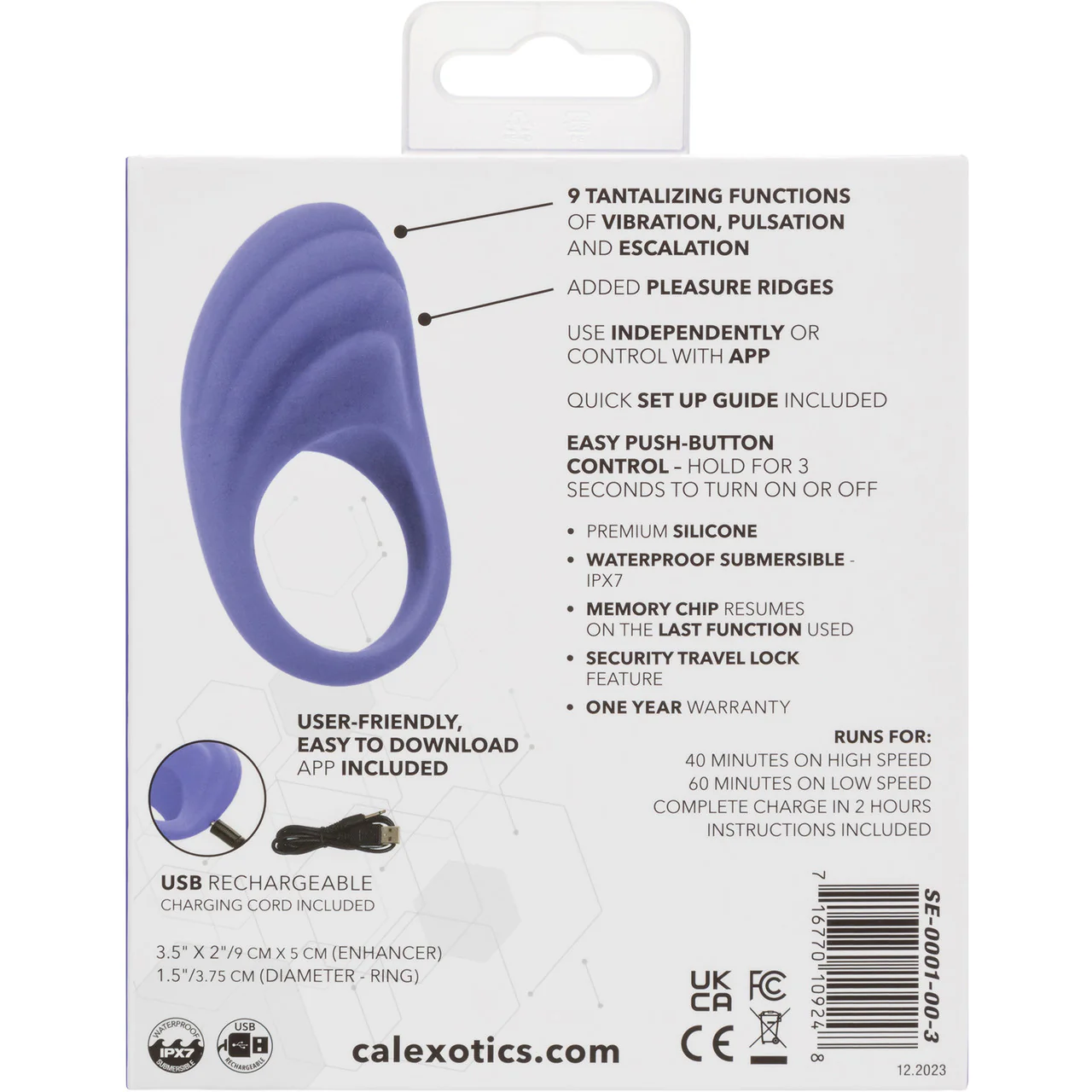 Connect® Couples Ring Rechargeable Waterproof Silicone App Enabled Vibrating Cock Ring By CalExotics - Image 11