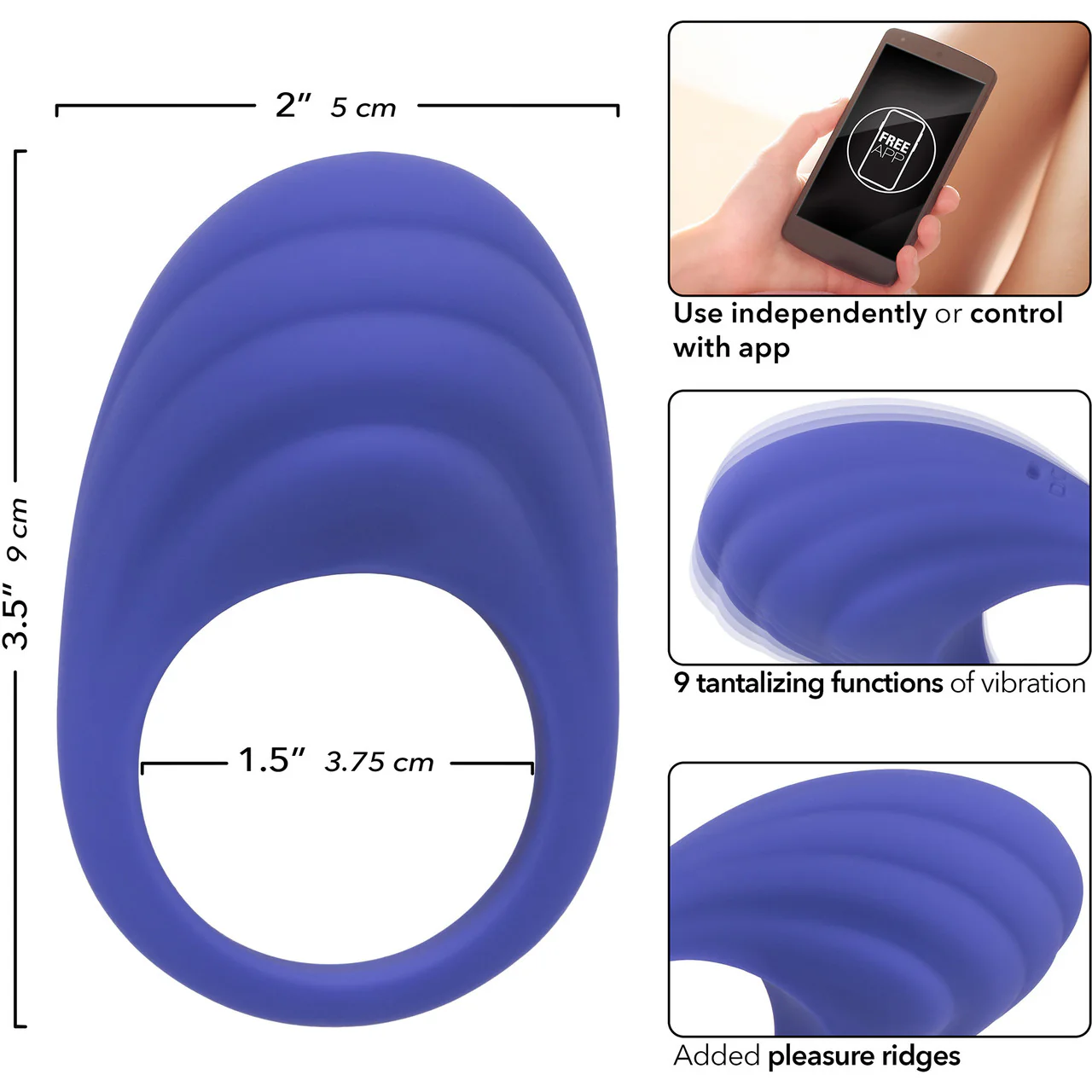 Connect® Couples Ring Rechargeable Waterproof Silicone App Enabled Vibrating Cock Ring By CalExotics - Image 8
