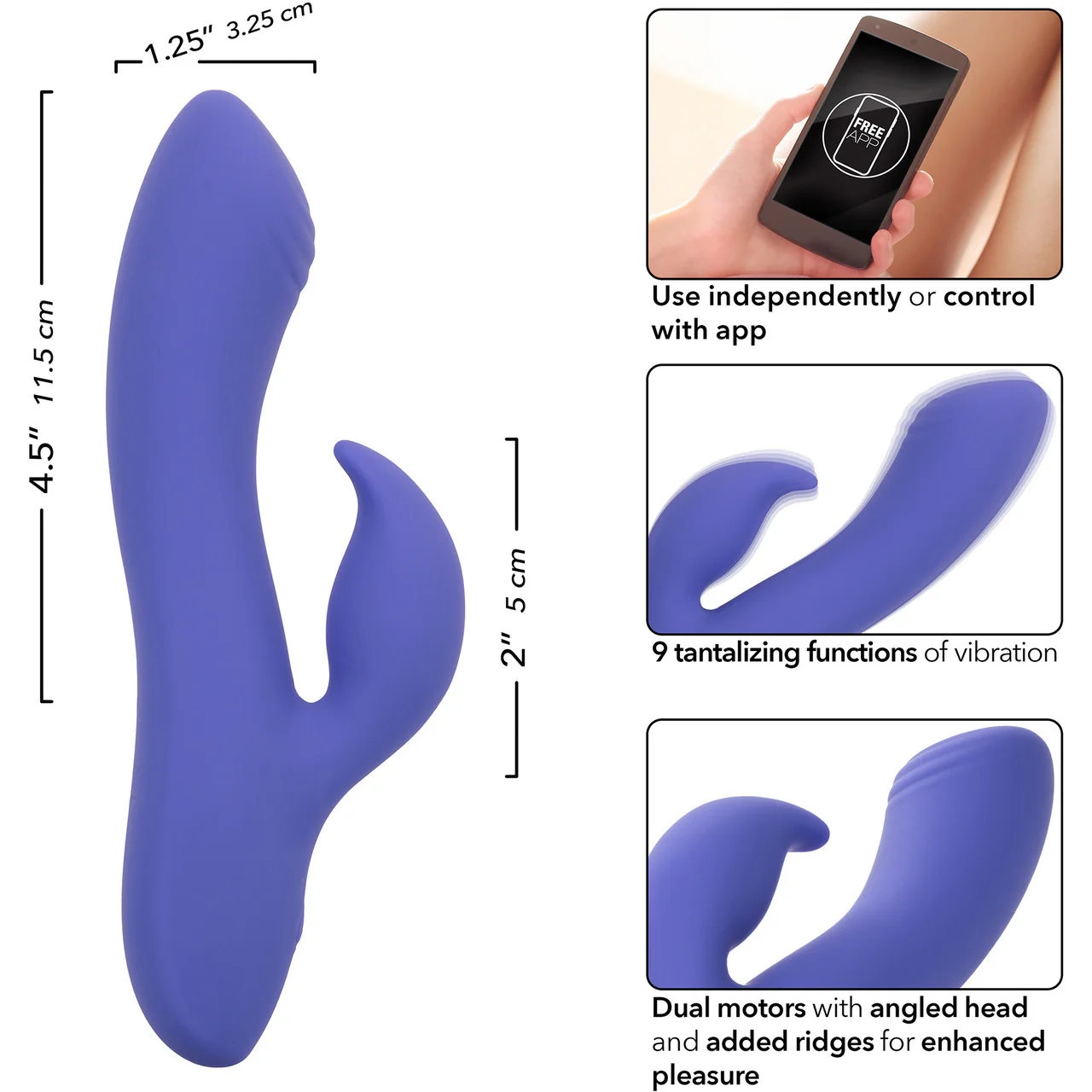 Connect® Dual Stimulator Rechargeable Silicone App Enabled Rabbit Vibrator By CalExotics - Image 8