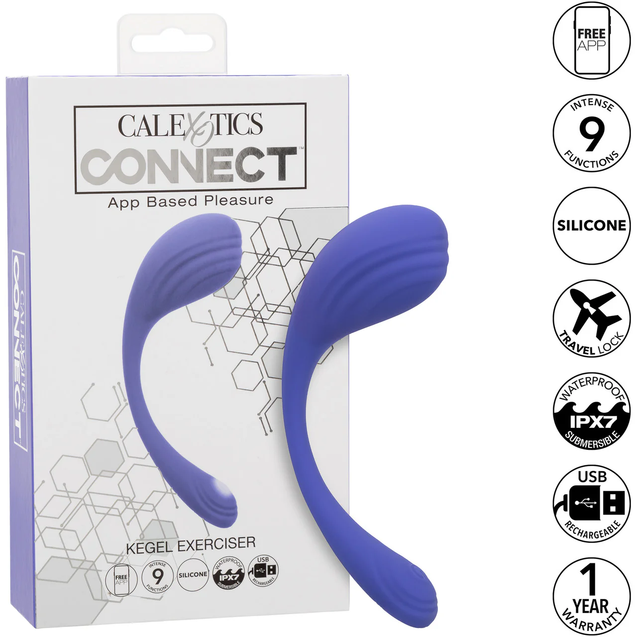 Connect® Kegel Exerciser Rechargeable Waterproof Silicone App Enabled Vibrator By CalExotics - Image 8