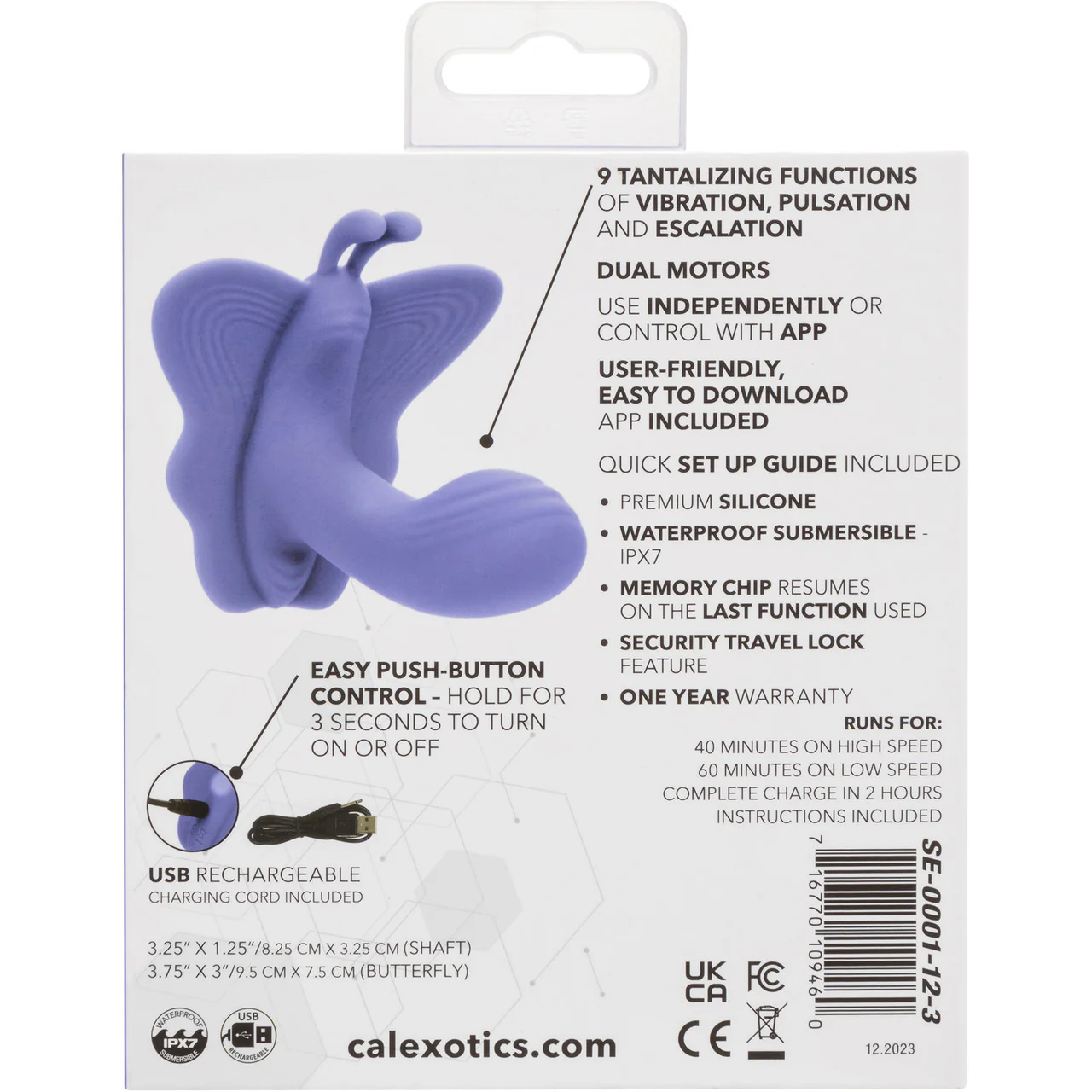 Connect® Venus Butterfly Rechargeable Silicone App Enabled Dual Stimulation Vibrator By CalExotics - Image 10