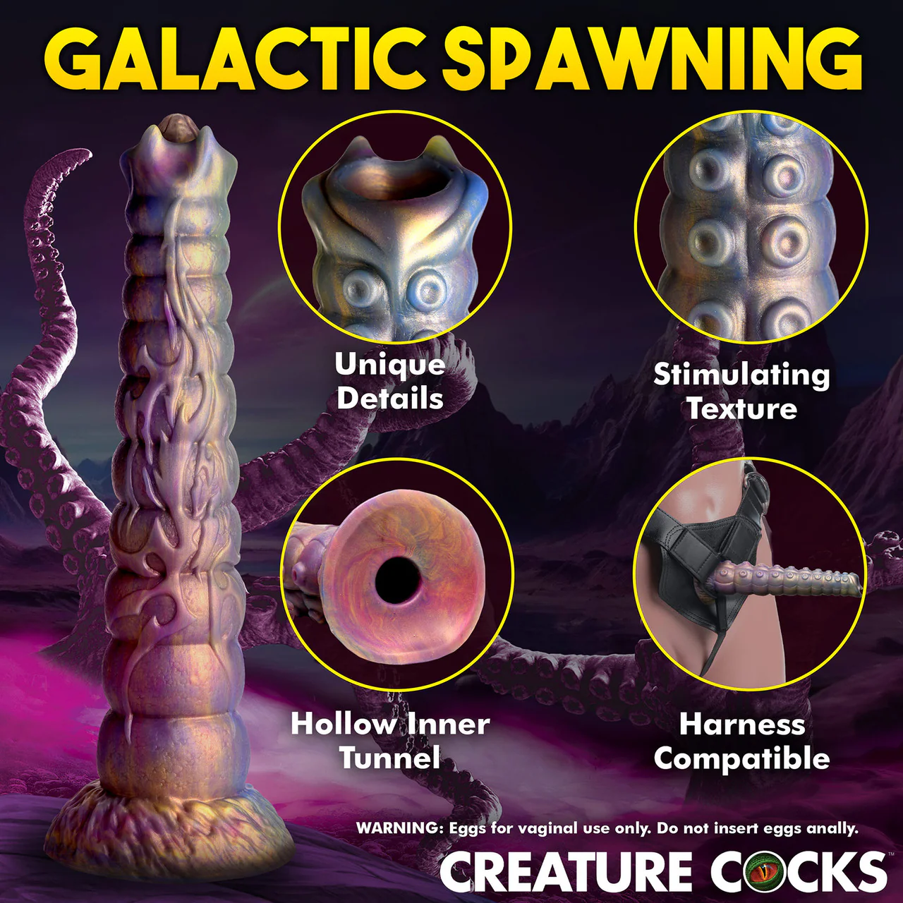 Deep Invader Tentacle 11.5" Silicone Ovipositor Dildo With Eggs By Creature Cocks - Image 16