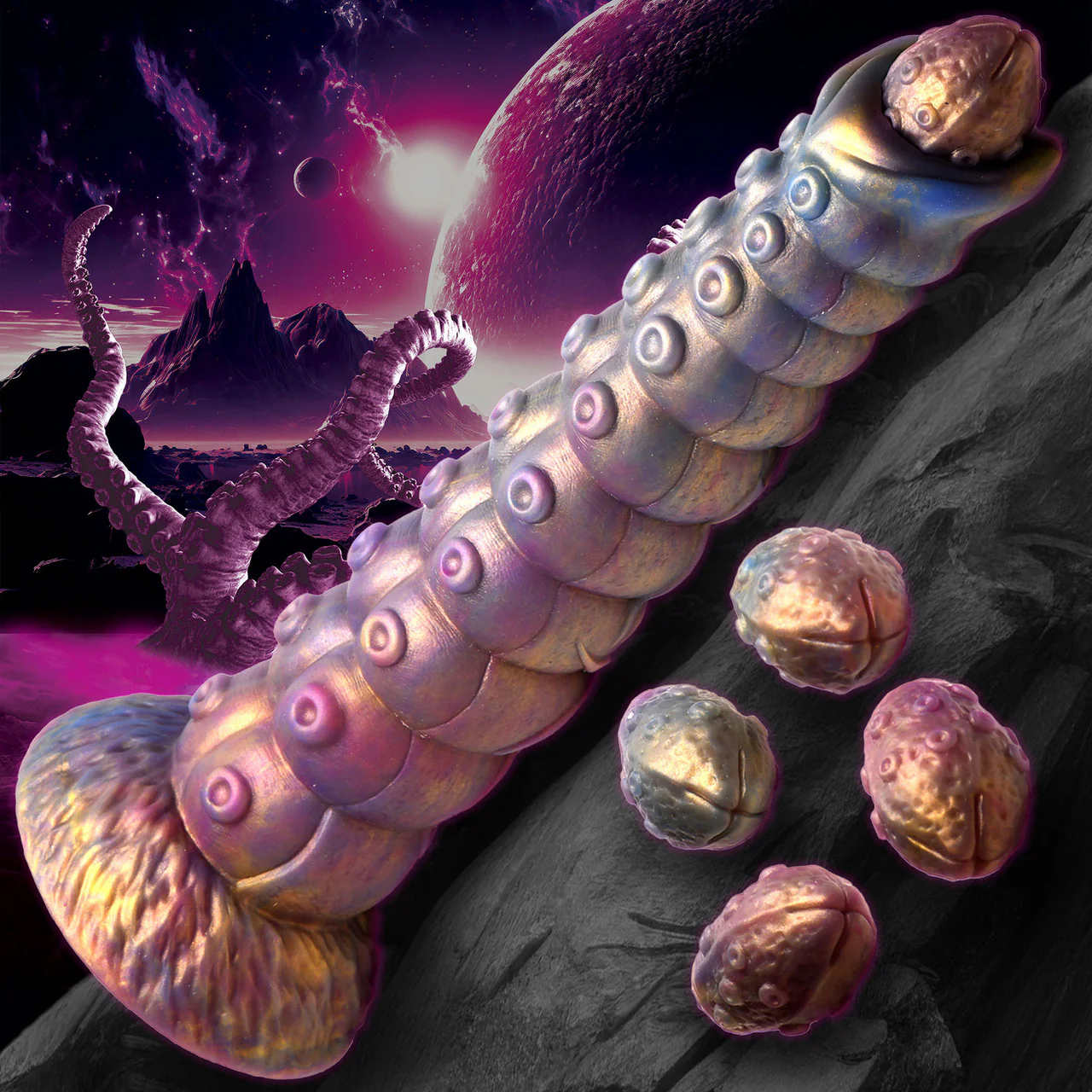 Deep Invader Tentacle 11.5" Silicone Ovipositor Dildo With Eggs By Creature Cocks - Image 18