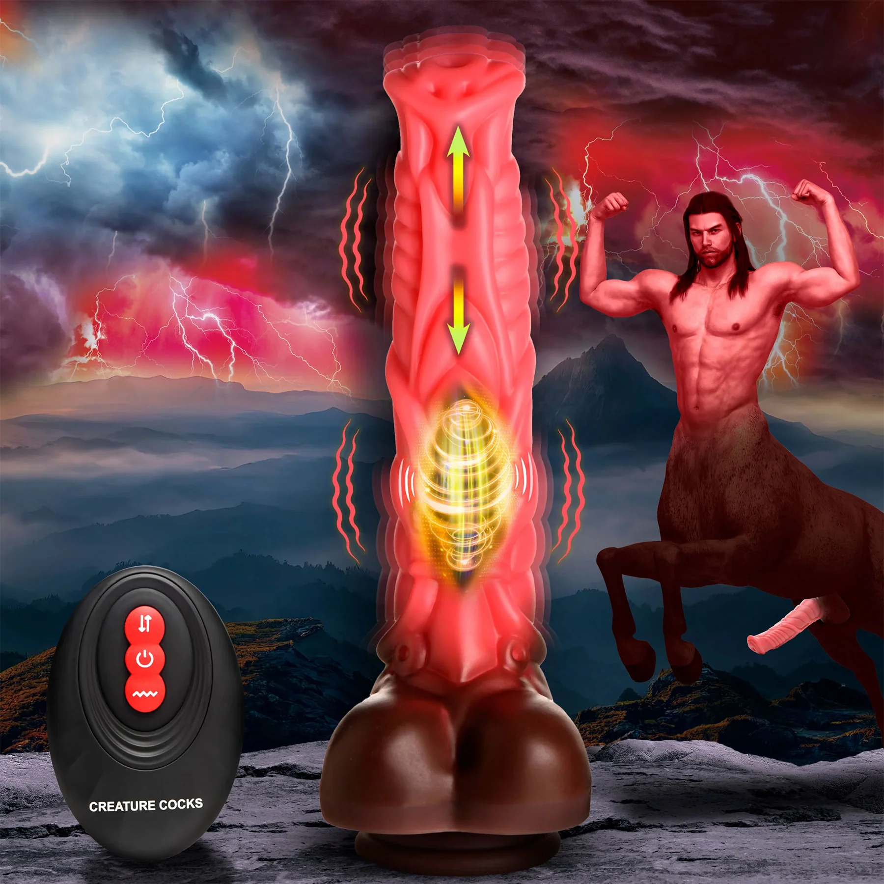 Deluxe Centaur 9.5" Thrusting & Vibrating Silicone Suction Cup Dildo By Creature Cocks - Image 10