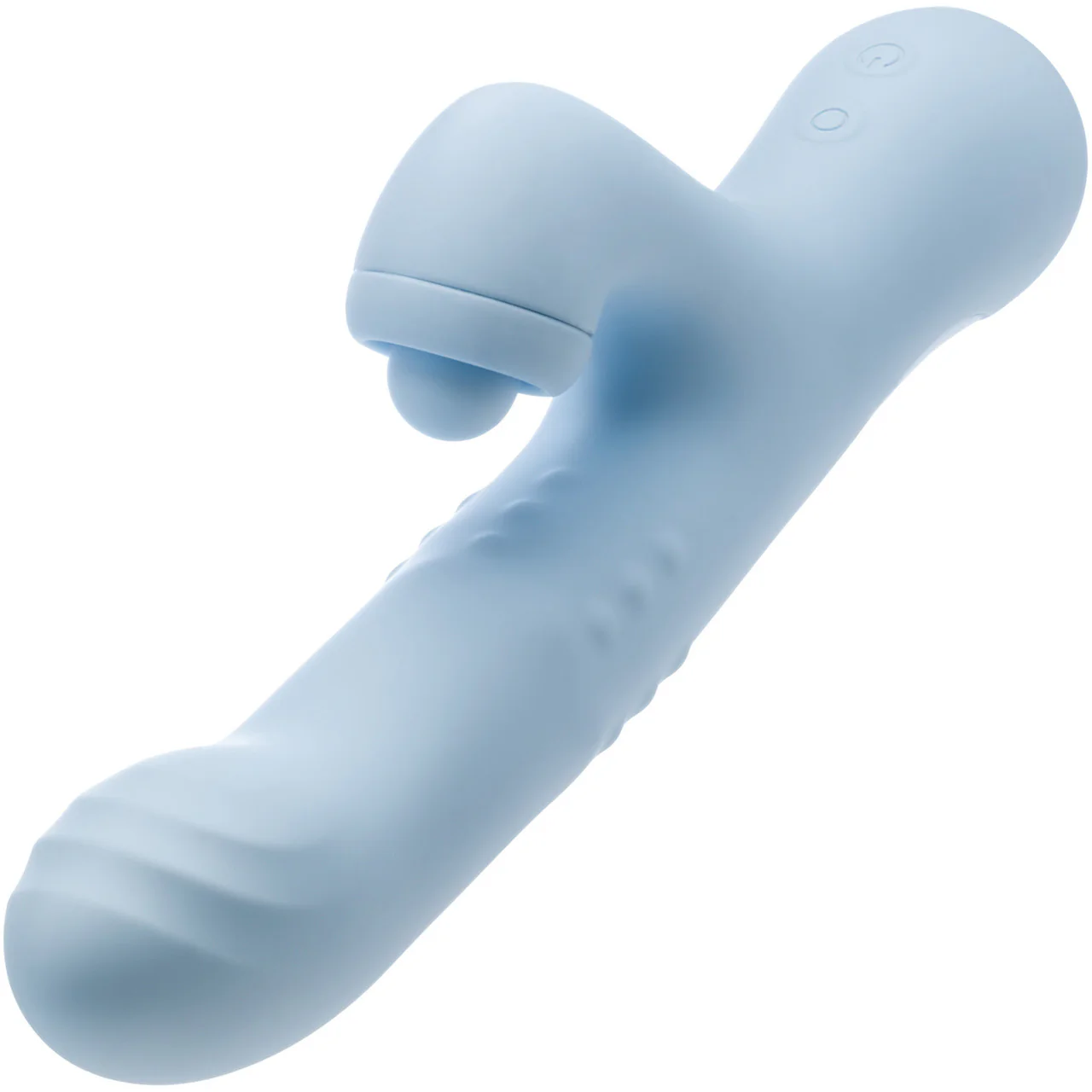 Devin Rechargeable Waterproof Silicone Tapping Rabbit Vibrator With Massaging Beads By Blush - Blue - Image 3