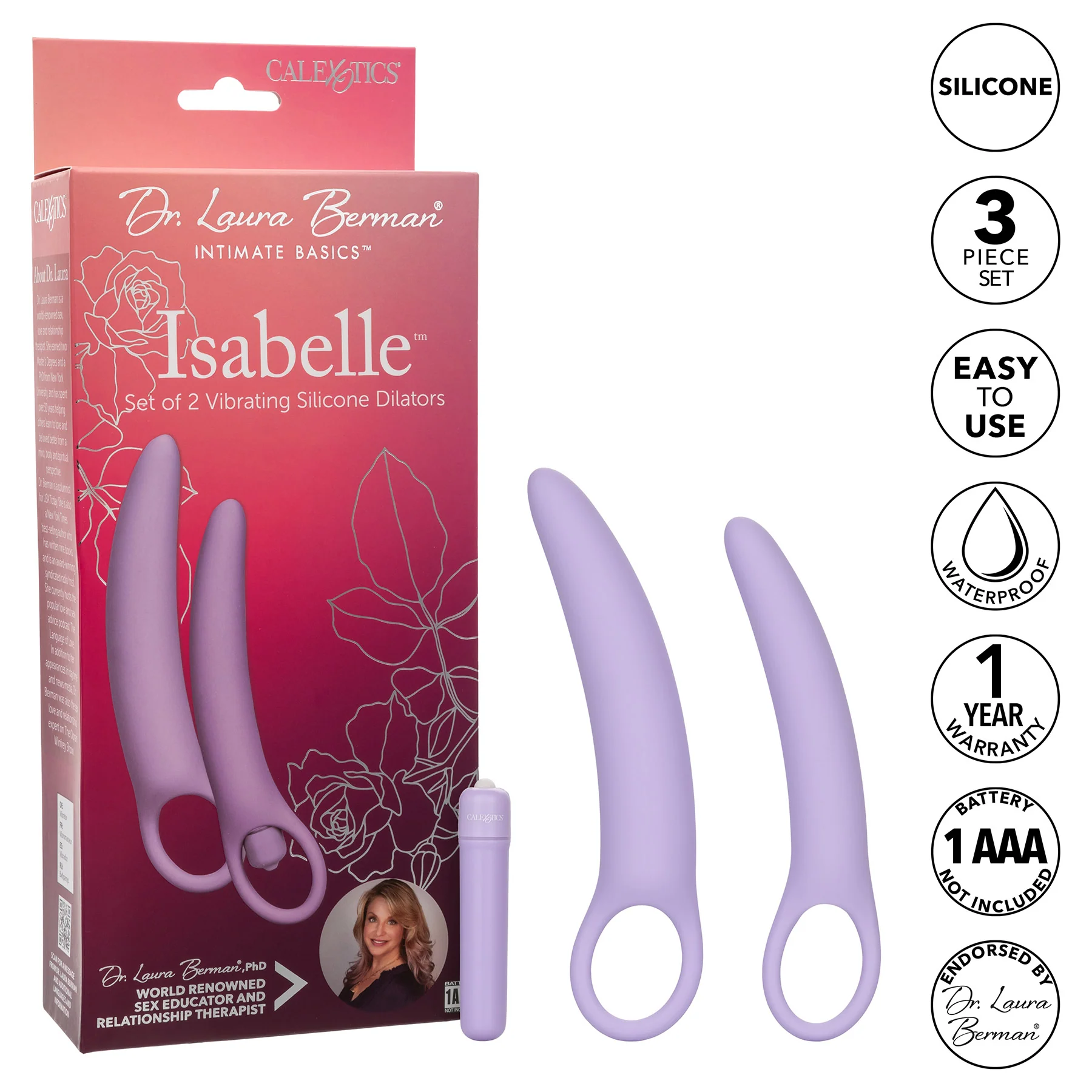 Dr. Laura Berman® Isabelle™ Set of 2 Vibrating Silicone Dilators - Image 4
