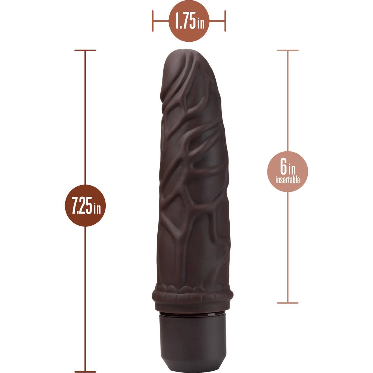 Dr. Skin Silicone Dr. Robert Waterproof Vibrating 7" Dildo By Blush - Chocolate - Image 7