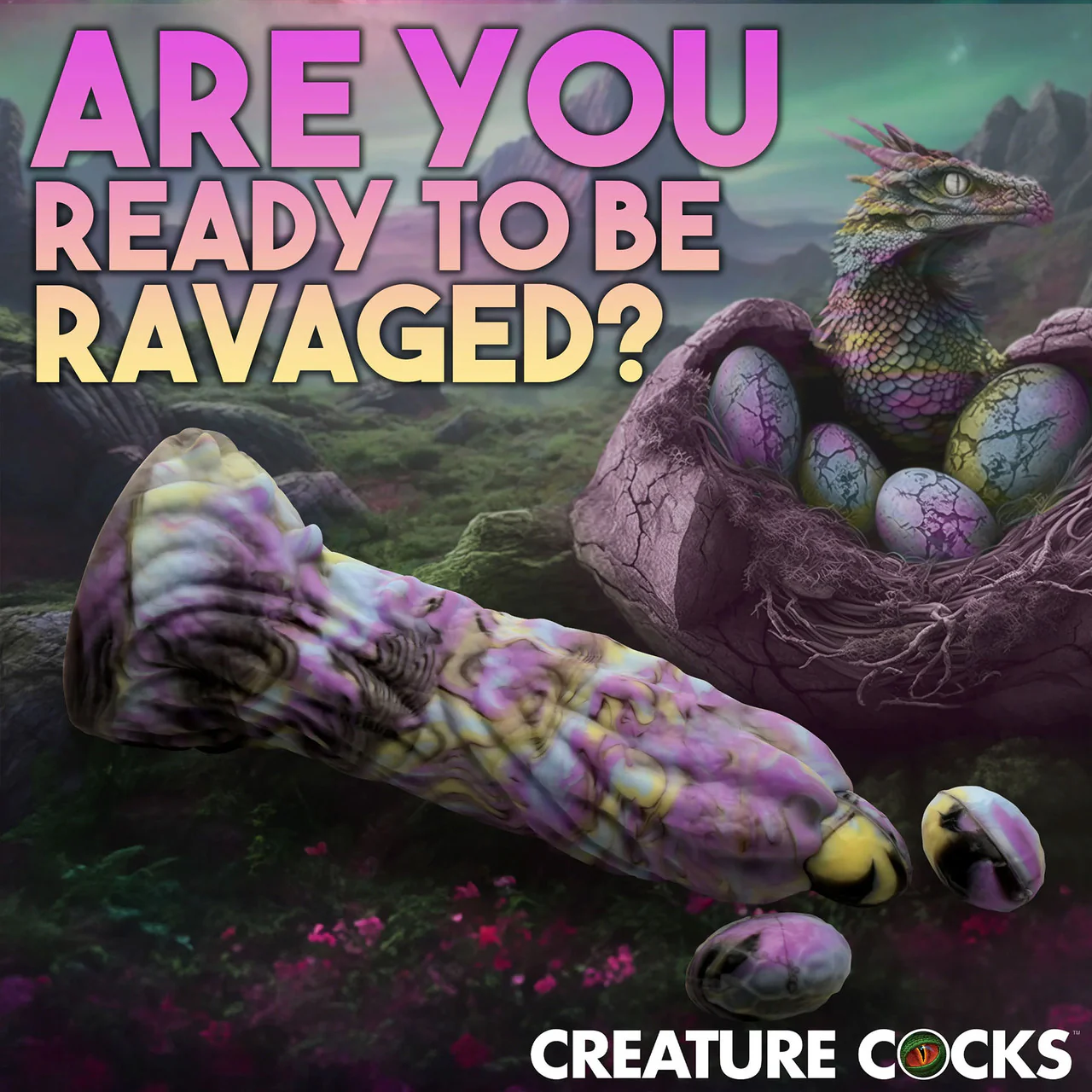 Dragon Spawn 7.25" Silicone Ovipositor Dildo With Eggs By Creature Cocks - Image 12
