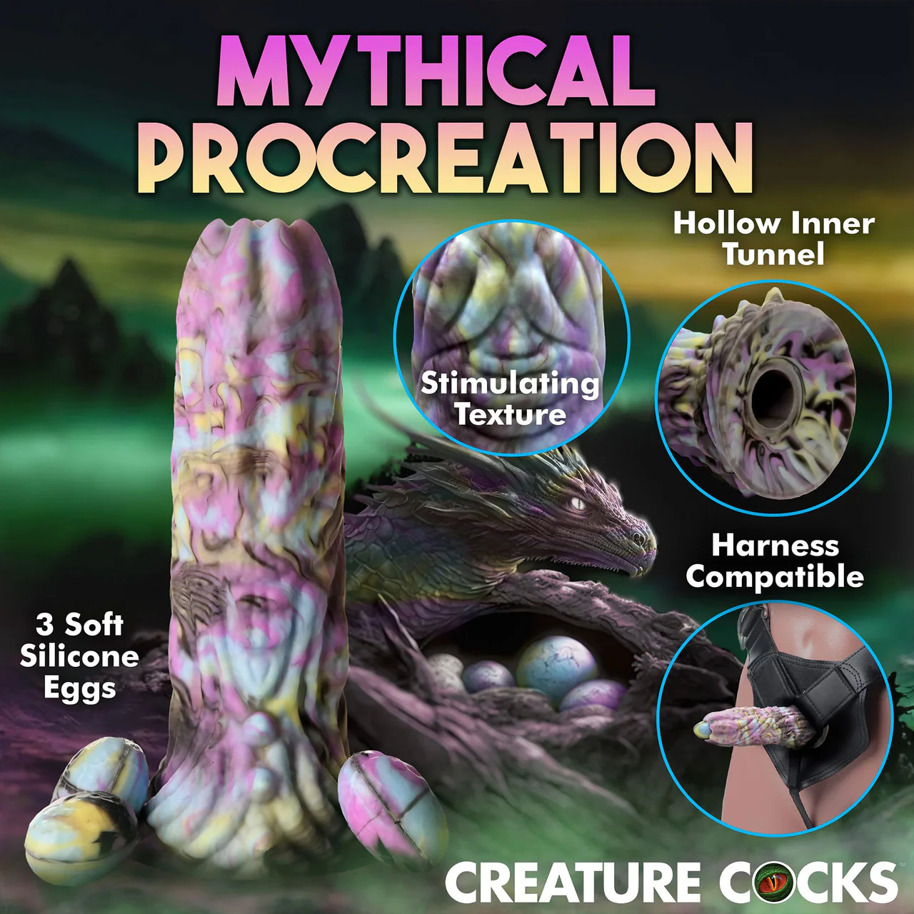 Dragon Spawn 7.25" Silicone Ovipositor Dildo With Eggs By Creature Cocks - Image 14