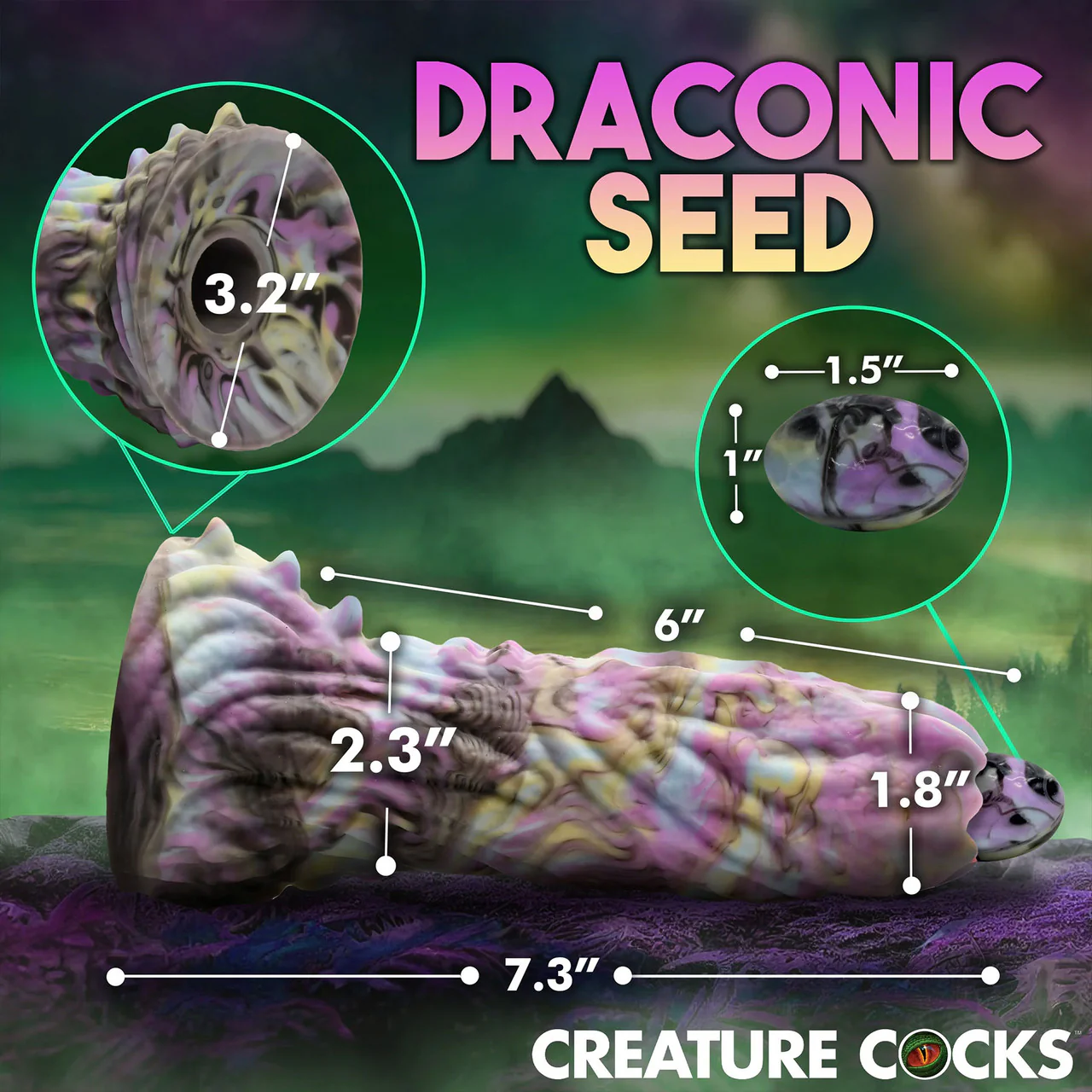 Dragon Spawn 7.25" Silicone Ovipositor Dildo With Eggs By Creature Cocks - Image 15