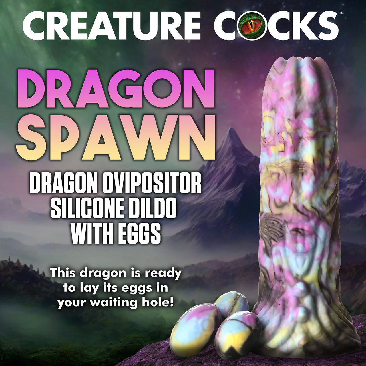Dragon Spawn 7.25" Silicone Ovipositor Dildo With Eggs By Creature Cocks - Image 16