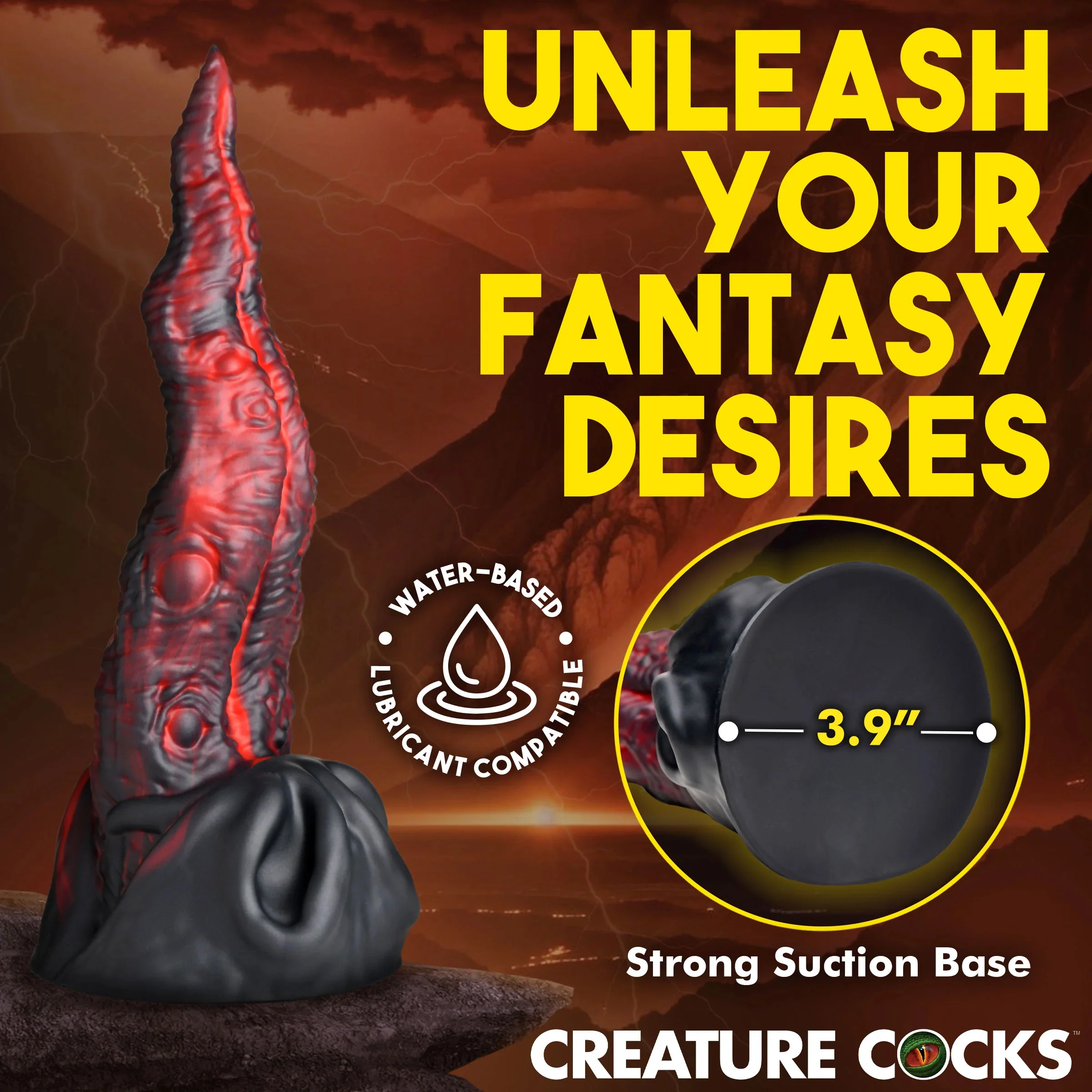 Dragon Tongue 9.6" Silicone Suction Cup Dildo By Creature Cocks - Image 4