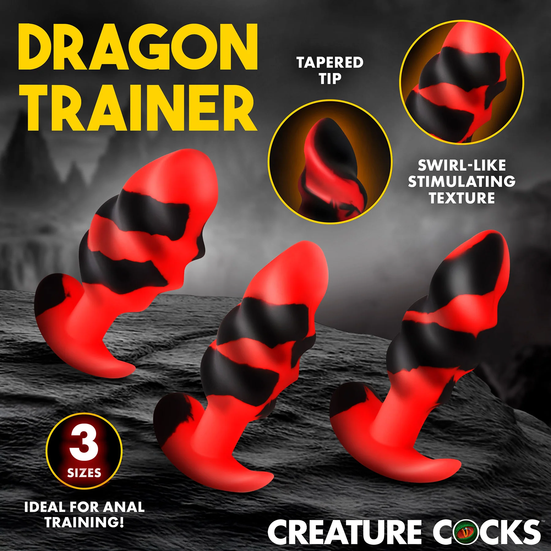 Dragon Trainer Silicone Butt Plug Set By Creature Cocks - 3 Piece Set - Image 2