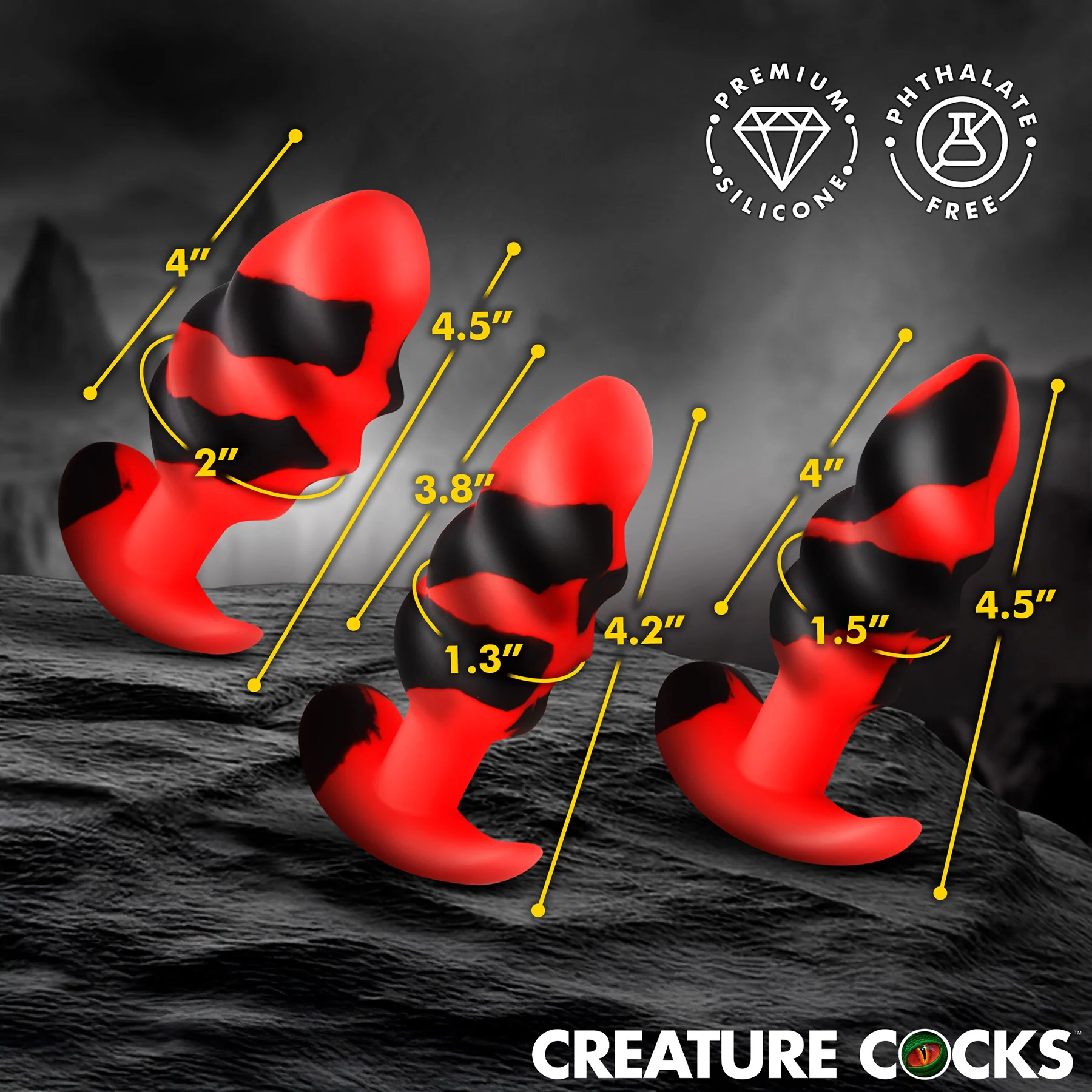 Dragon Trainer Silicone Butt Plug Set By Creature Cocks - 3 Piece Set - Image 8