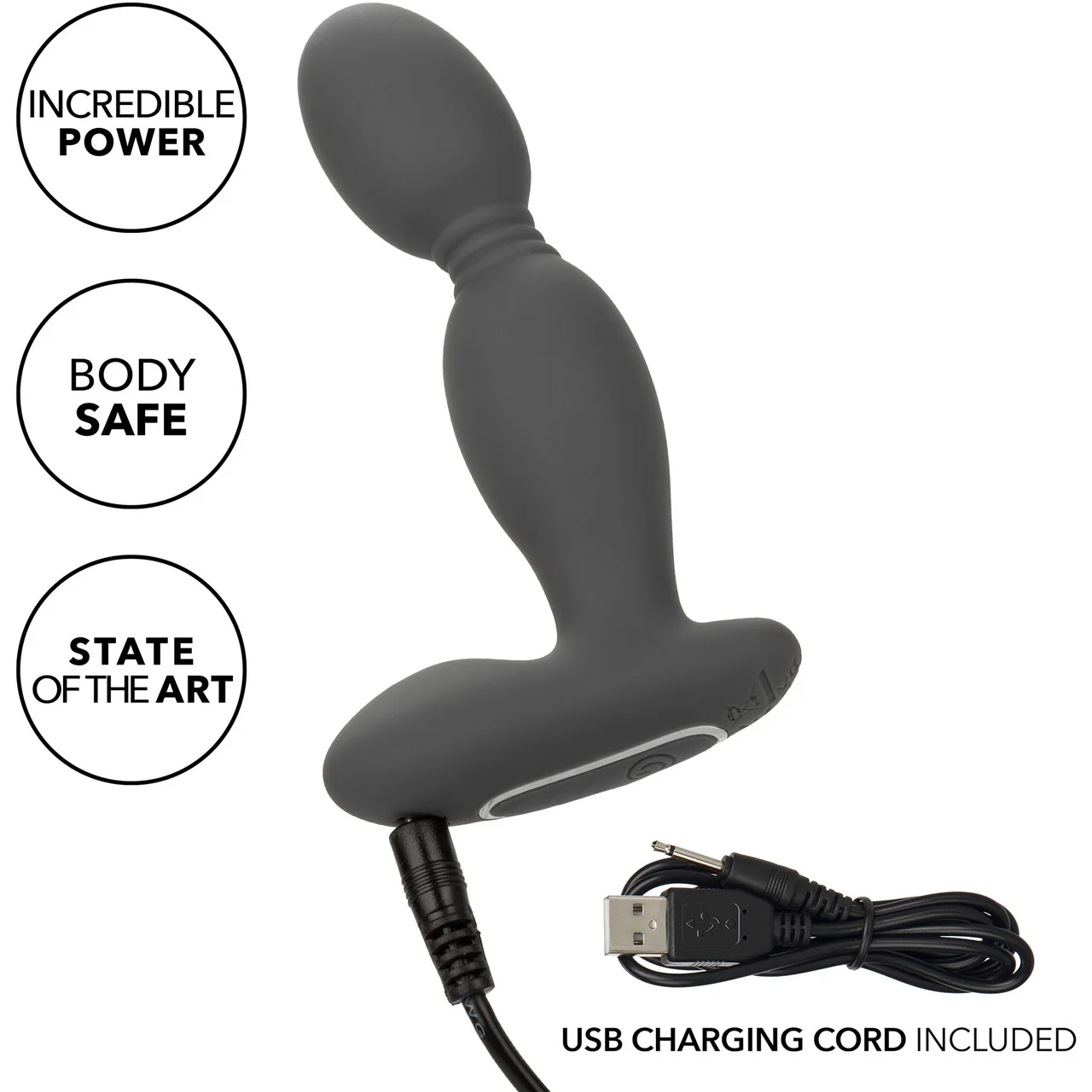 Eclipse Silicone Rotator Vibrating Rechargeable Anal Probe By CalExotics - Grey - Image 10