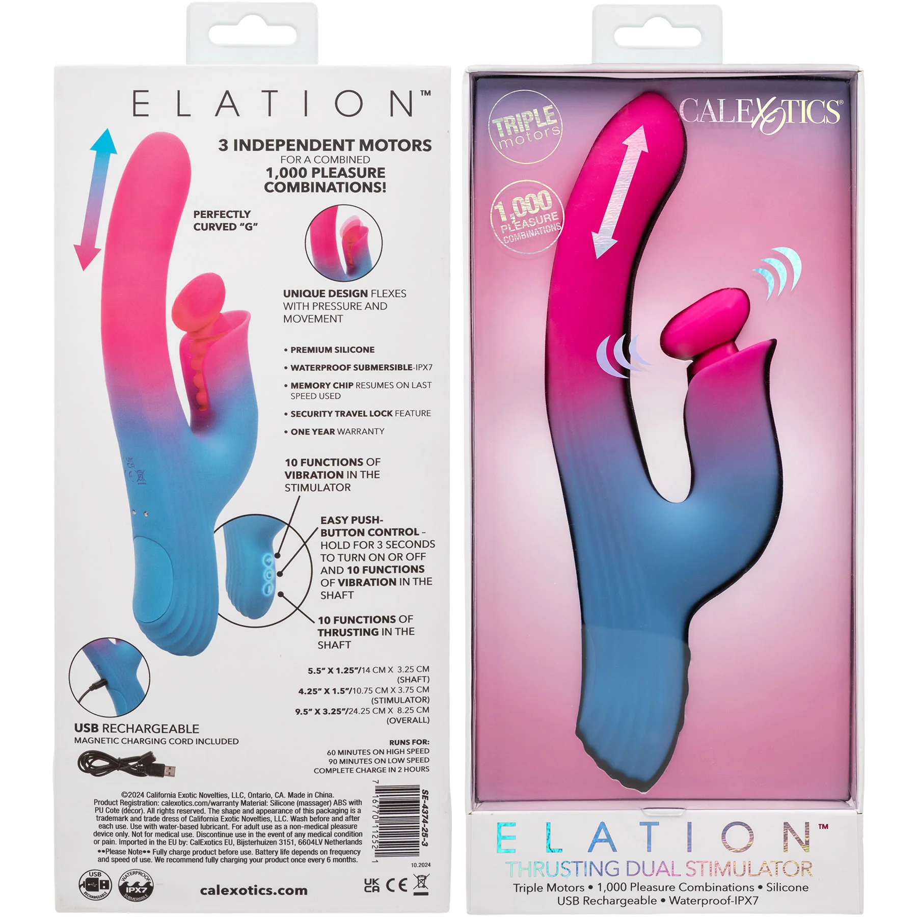 Elation™ Rechargeable Silicone Thrusting Dual Stimulator By CalExotics - Image 7