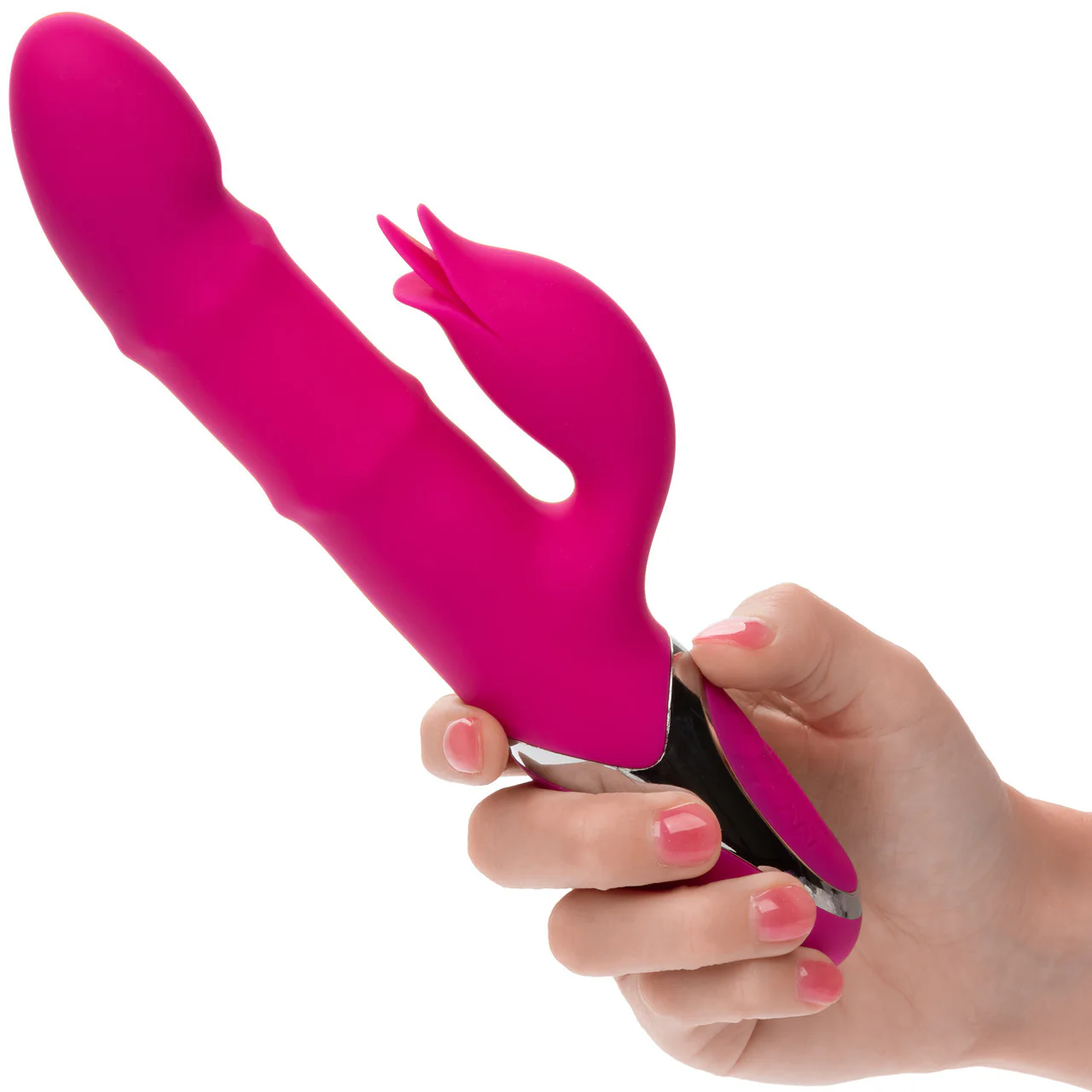 Enchanted Embrace Rechargeable Silicone Dual Stimulation Vibrator With Thrusting Beads - Image 2