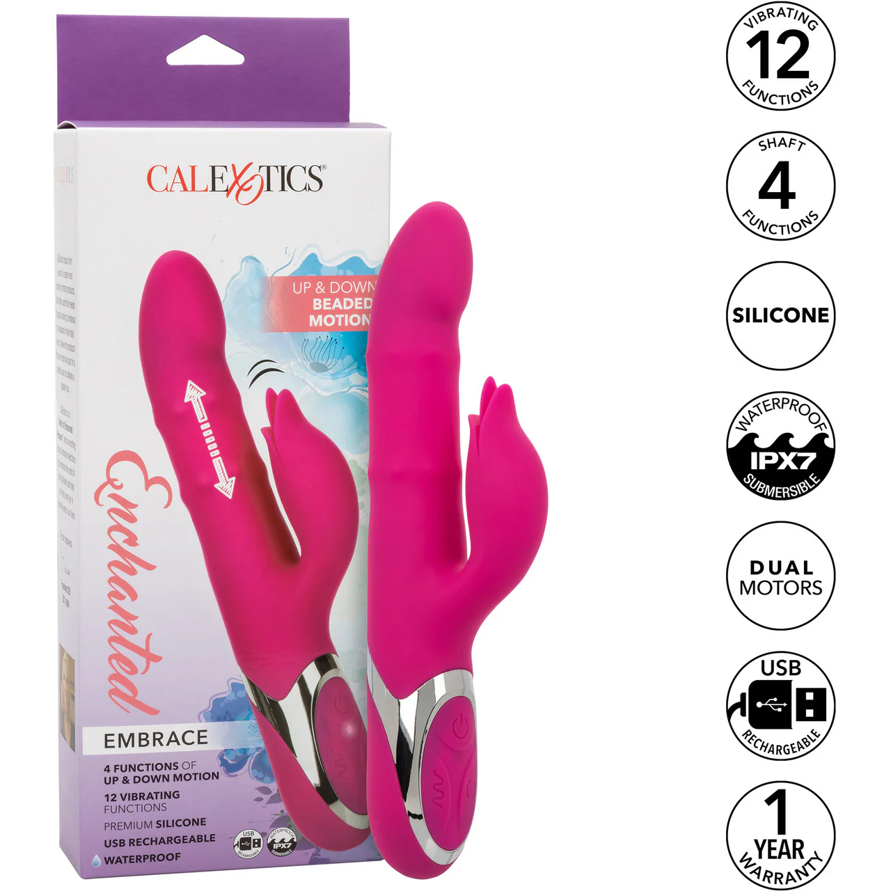 Enchanted Embrace Rechargeable Silicone Dual Stimulation Vibrator With Thrusting Beads - Image 9