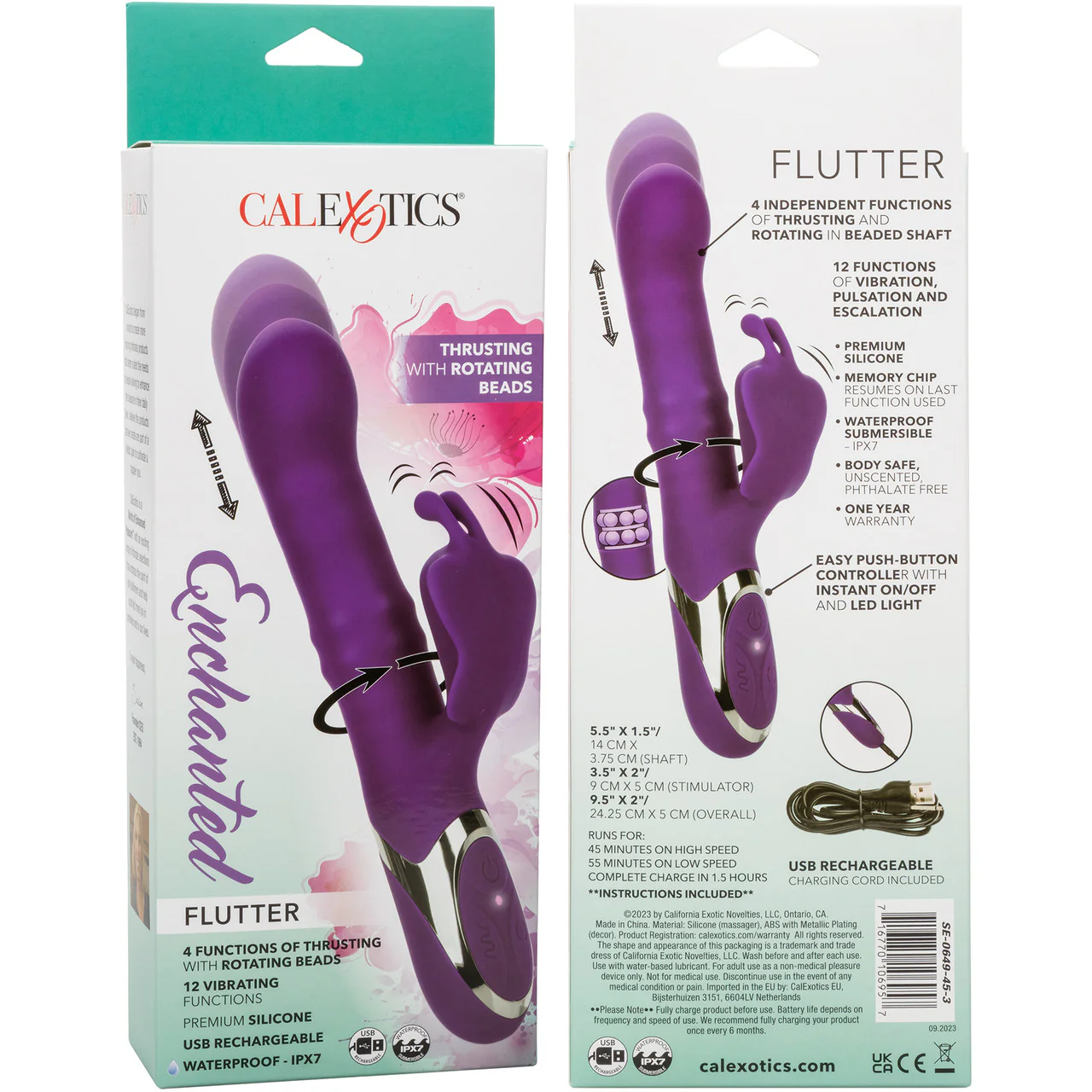 Enchanted Flutter Rechargeable Dual Stimulation Silicone Vibrator With Thrusting Tip & Rotating Beads - Image 10