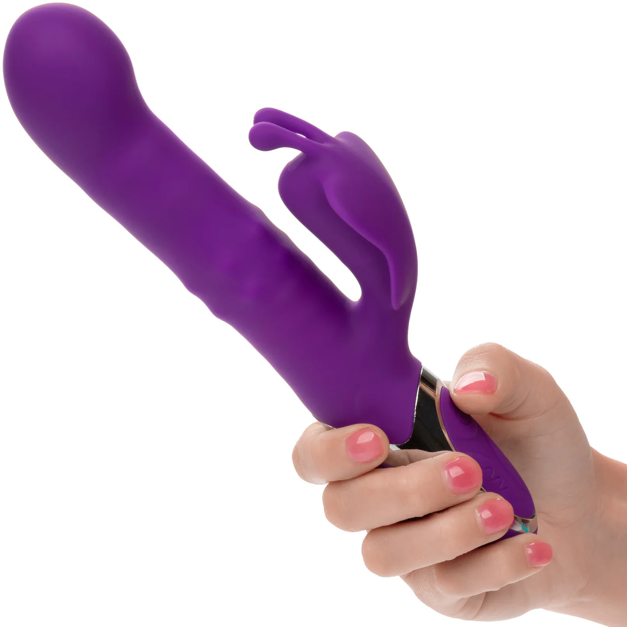 Enchanted Flutter Rechargeable Dual Stimulation Silicone Vibrator With Thrusting Tip & Rotating Beads - Image 2