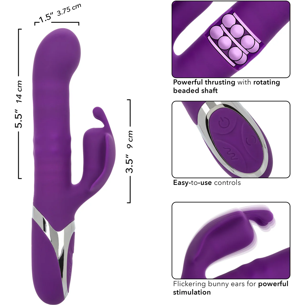 Enchanted Flutter Rechargeable Dual Stimulation Silicone Vibrator With Thrusting Tip & Rotating Beads - Image 7