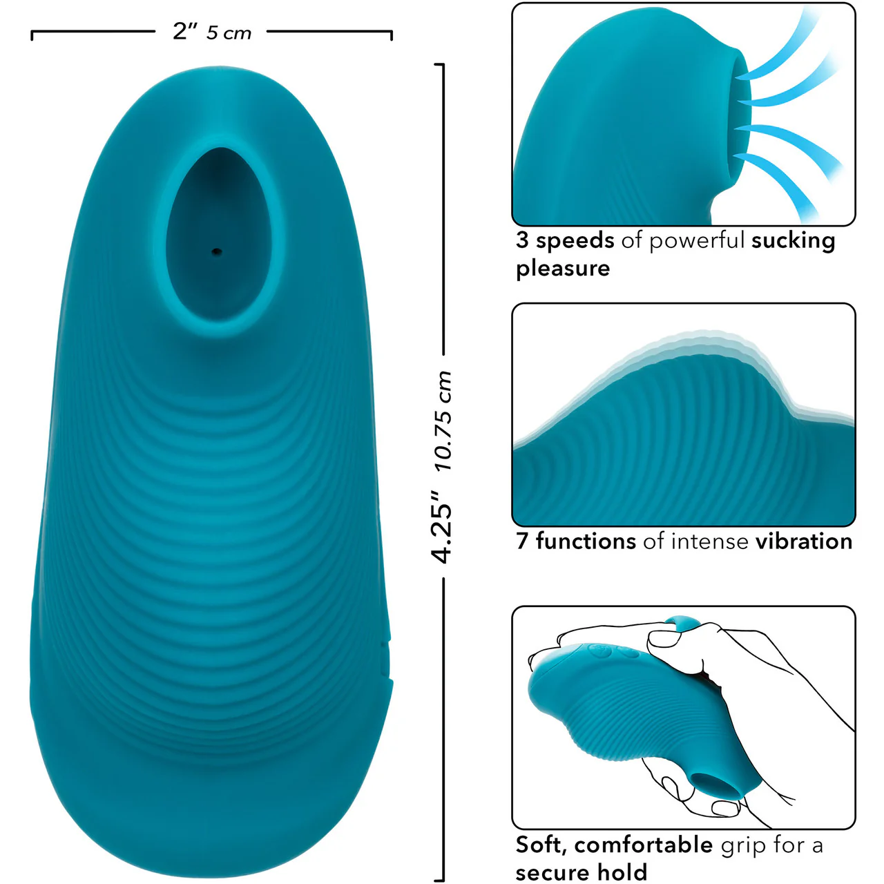 Envy Handheld Suction Massager Rechargeable Silicone Finger Vibrator By CalExotics - Image 8
