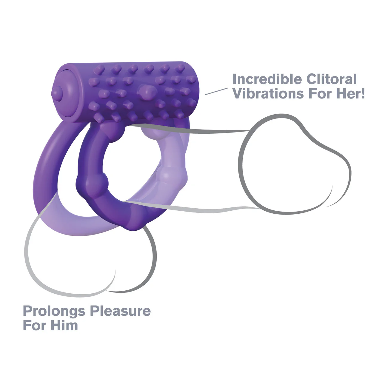 Fantasy C-Ringz Vibrating Prolong Performance Ring By Pipedream - Purple - Image 2
